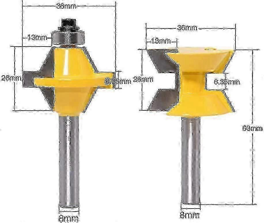 2pcs 8mm Shank 120 Degree Router Bit Set for Battqx - Woodworking Groove & Milling Cutter Tool