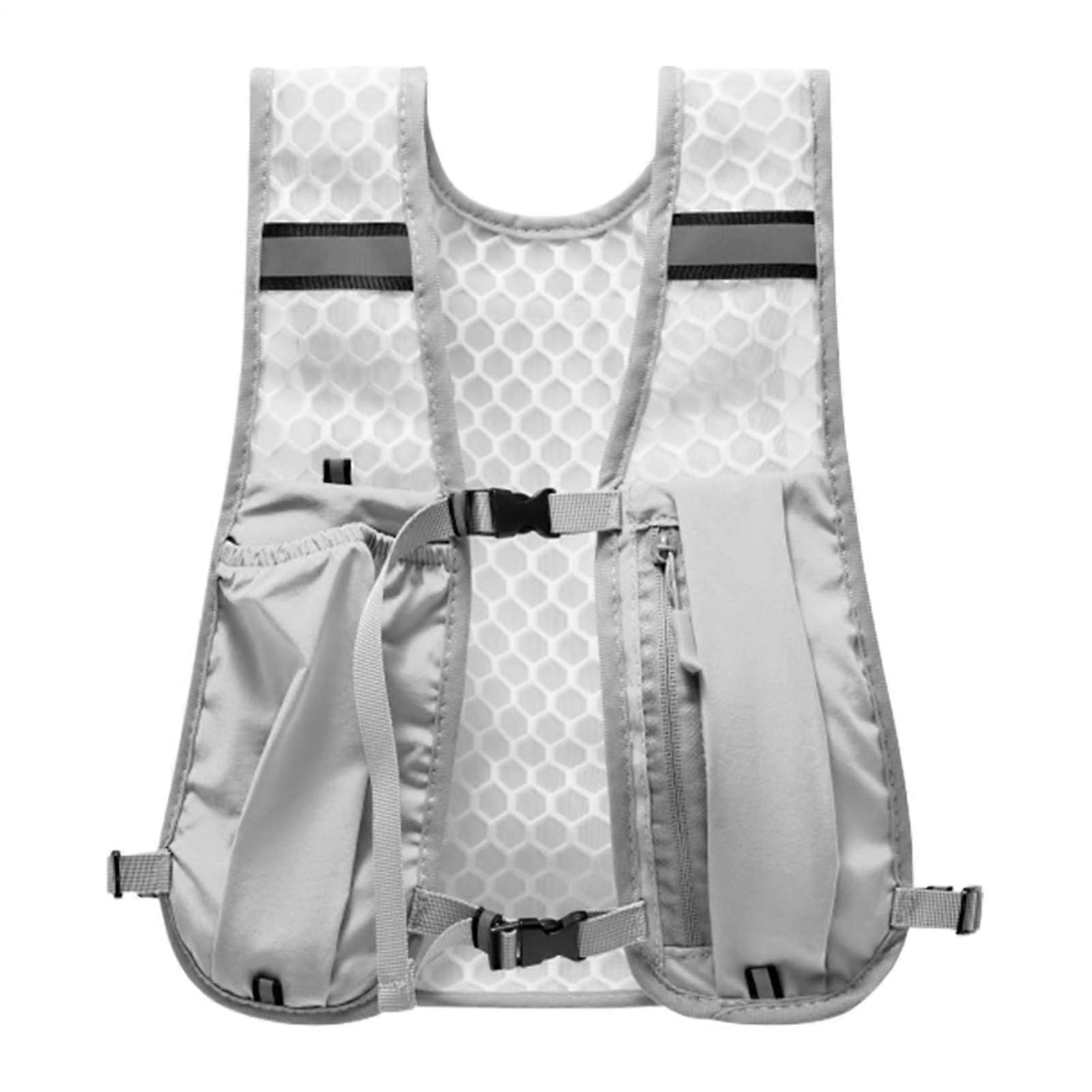 Hydration Running Pack Reflective Vest Lightweight Chest Pack Bottle Storage Jogging Belt Light Gray
