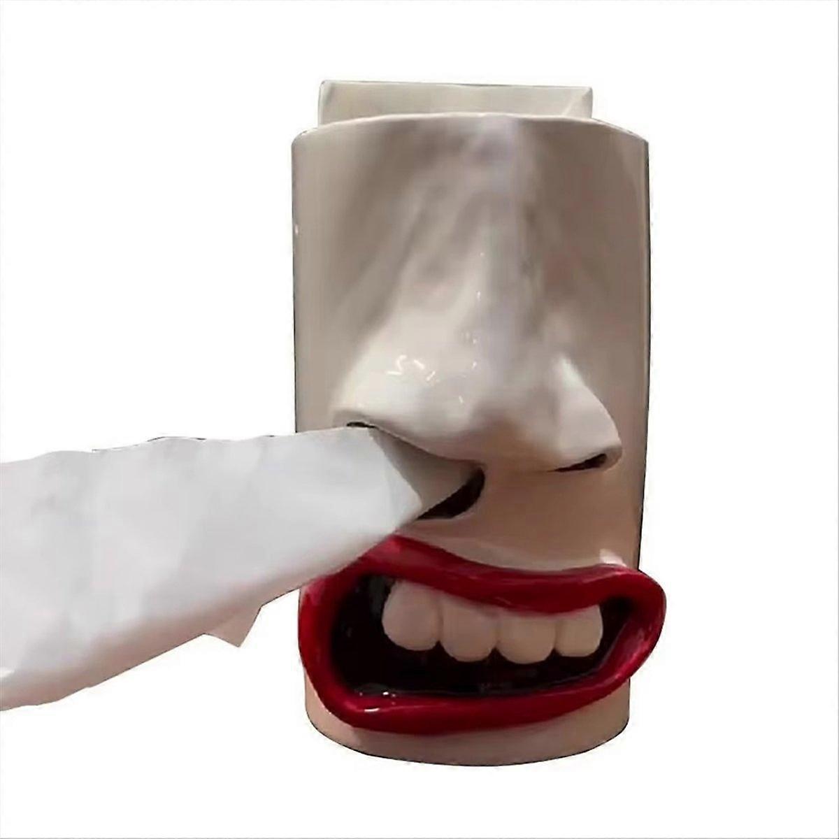 Funny Face Tissue Holder Big Nose Tissue Box Handmade Storage Box