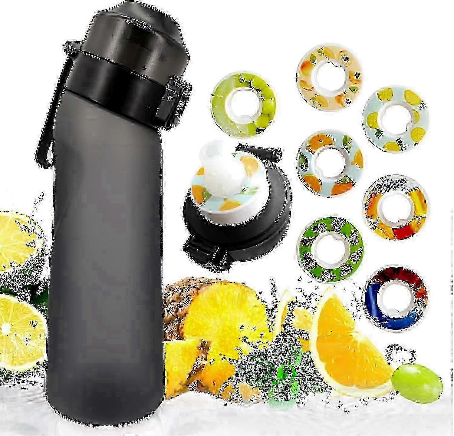 Garrafa de água esportiva sem BPA, conjunto inicial para beber, 650ml, garrafa de água com fragrância de frutas e 7 cápsulas de sabor, copo de água 0% açúcar F