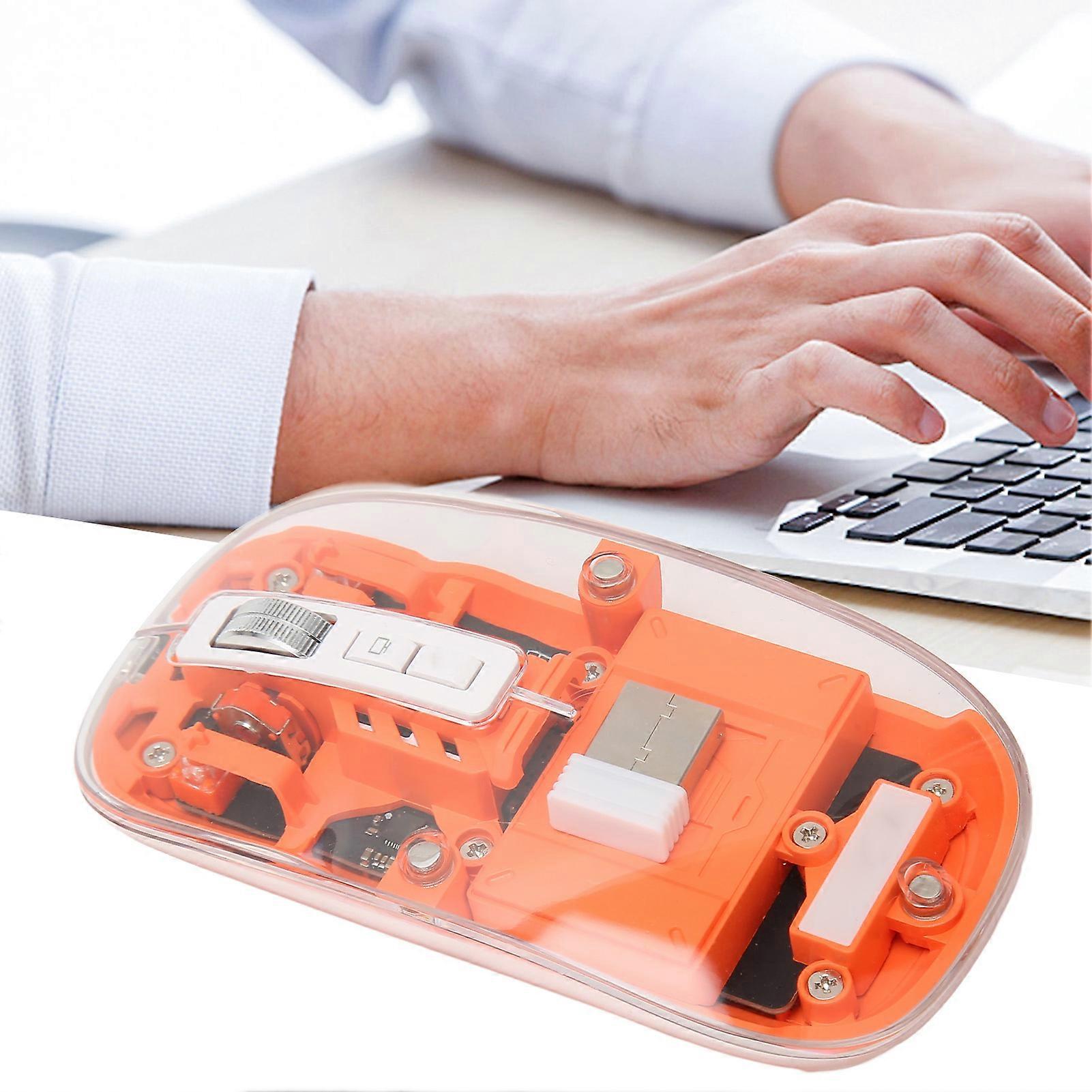 Wireless Bluetooth Mouse Transparent BT5.1 2.4G Dual Mode Mute Click Colorful Breathing Lights Mice for Laptop Computer 