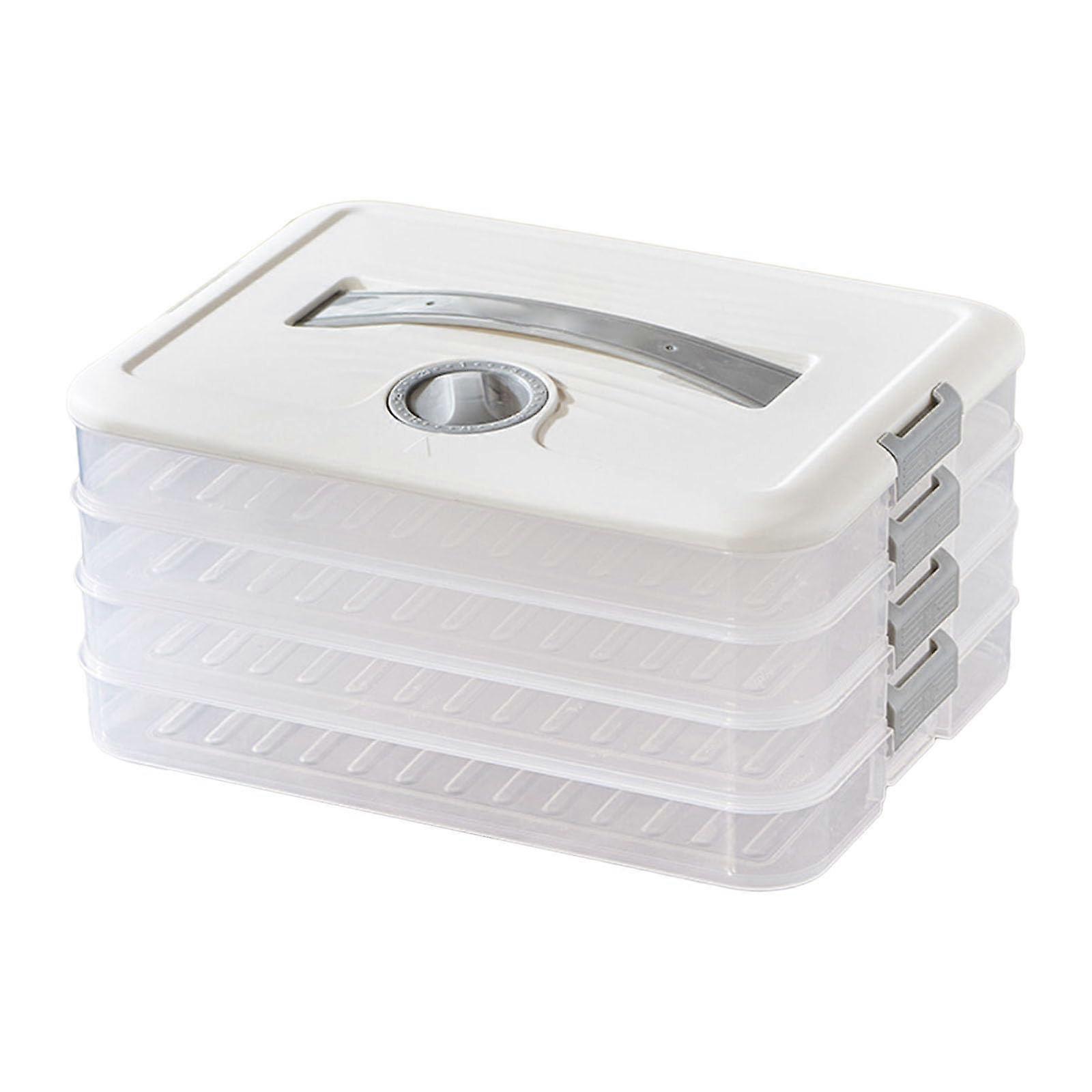 Dumpling Storage Container with Lockable Lid, MultiLayer Stackable Refrigerator Organizer