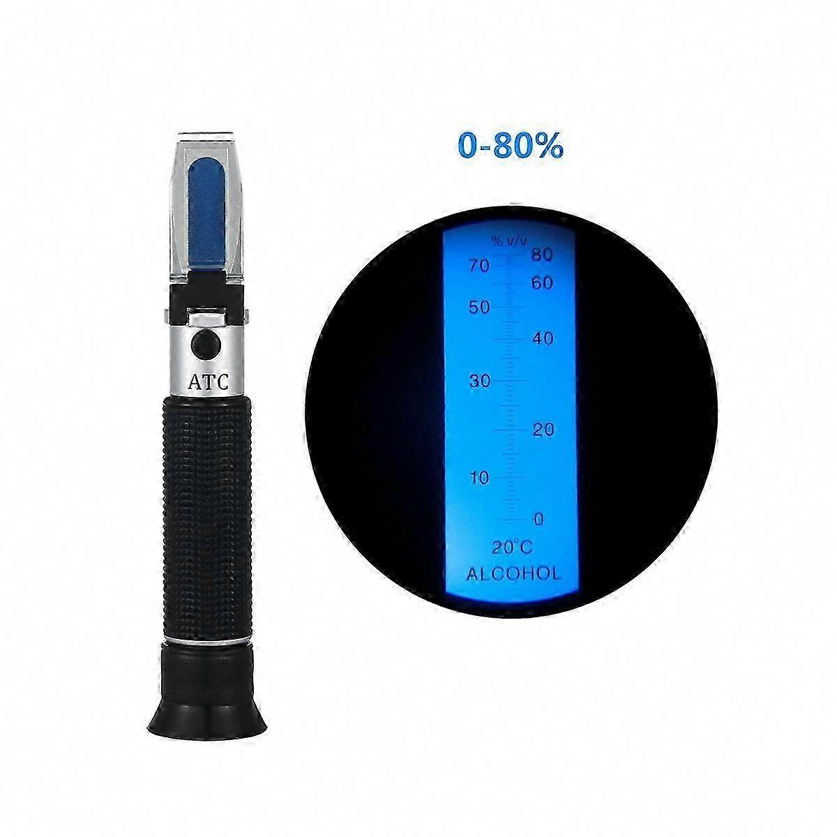 Handheld Alcohol Refractometer 0-80% for Spirits Tester, Brewing Liquor Concentration Meter