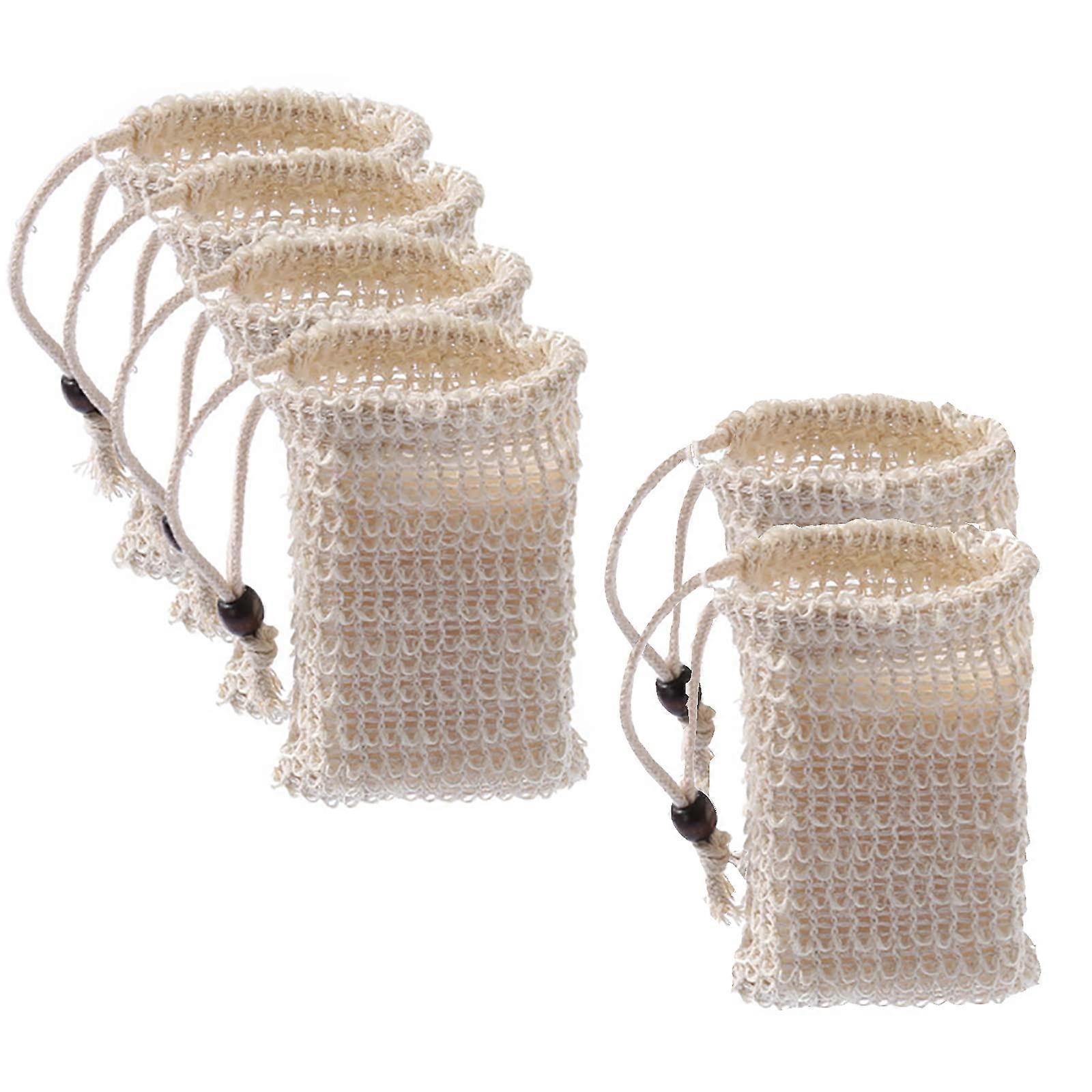 Sisal Soap Bag, 6 Pcs, Natural Exfoliating With Drawstring For Facial And Body Cleansing, SoapProtection Foaming Shower