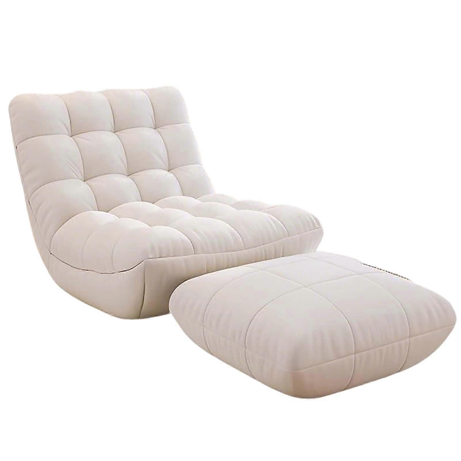 Lazy Bean Bag Sofa White Backrest Floor Recliner  For Bedroom Balcony Tatami  Compact Nest Sofa For Sitting Sleeping
