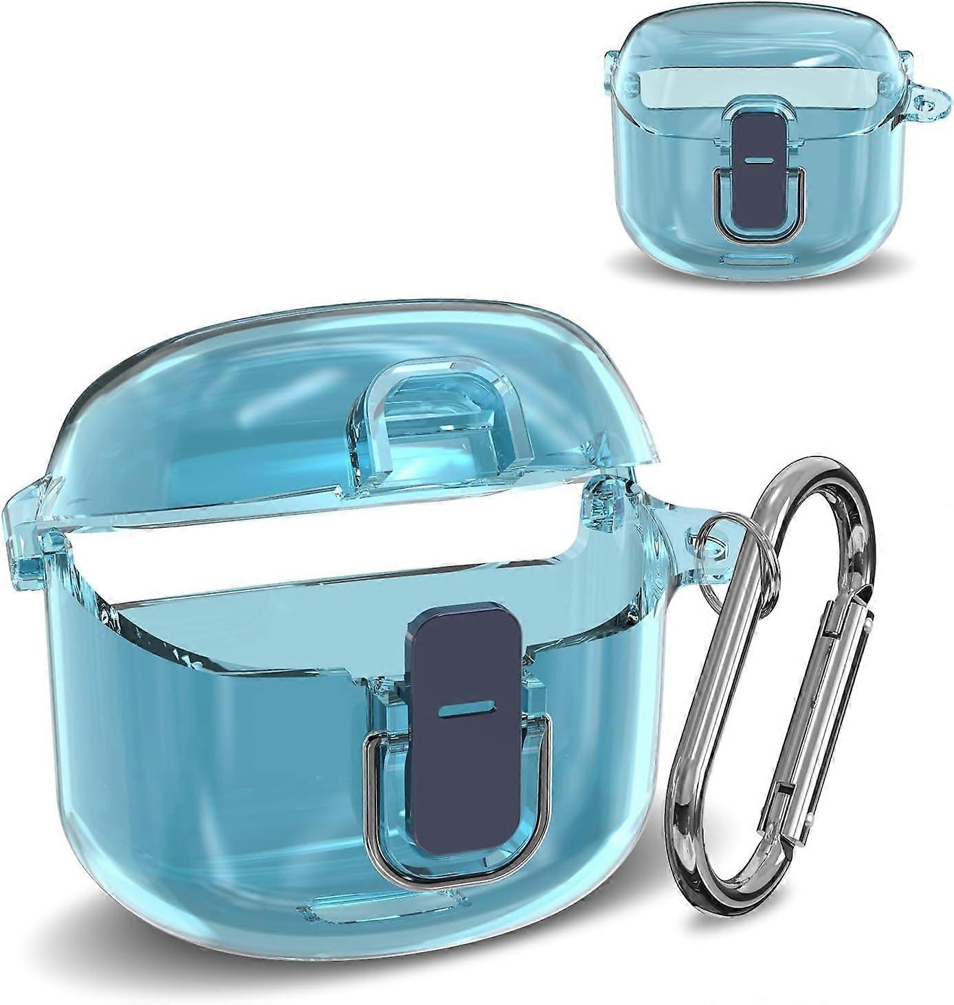 Clear Silicone Case for compatible with JBL Tune Flex, Hard PC Protective Shell with Keychain for Wireless Earbuds Charging Case