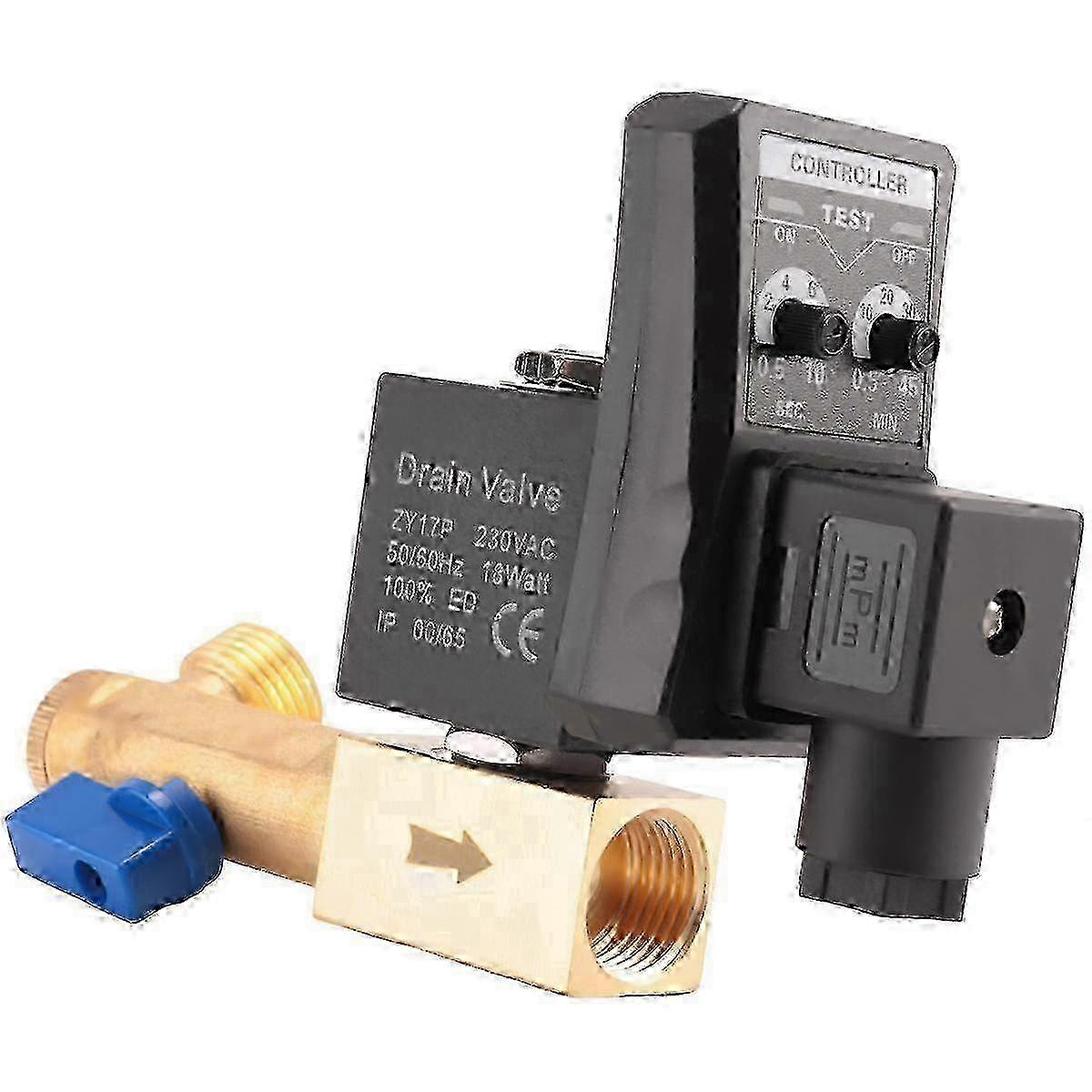 230V Automatic Drain Valve for Air Compressor Condensate DN15 G1/2 with Timed Water Tank 2025