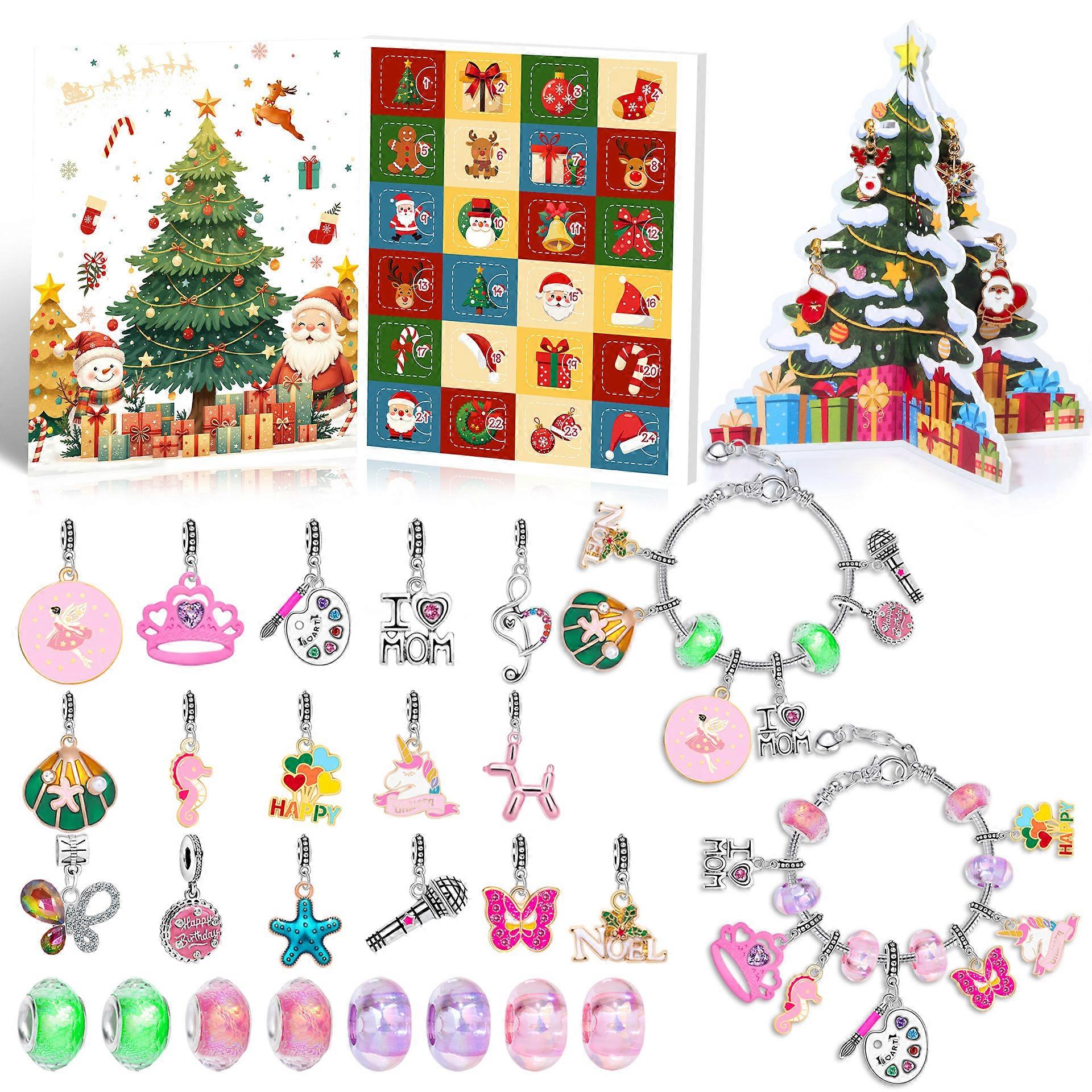 New Christmas Advent Calendar 24 Grid Countdown DIY Musical Note Bracelet Advent Calender Box Surprise Christmas Gifts Box