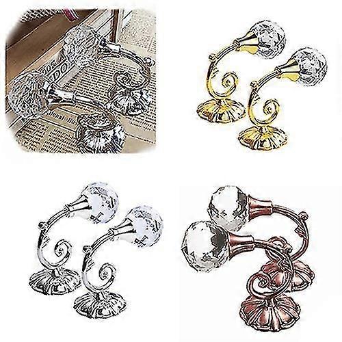 Set of 2 Large Rhinestone Hooks - Elegant Curtain Wall Tie Back Hangers and Holders