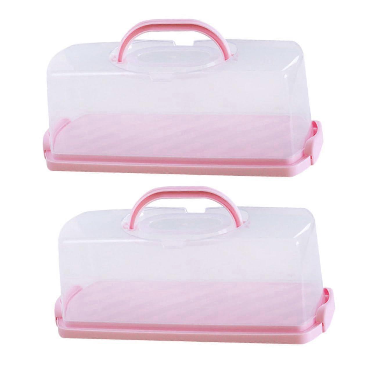 2 Pack Transparent Bread Storage Containers with EasyOpen Lid for Toast Cakes Snacks Home Office Outdoor