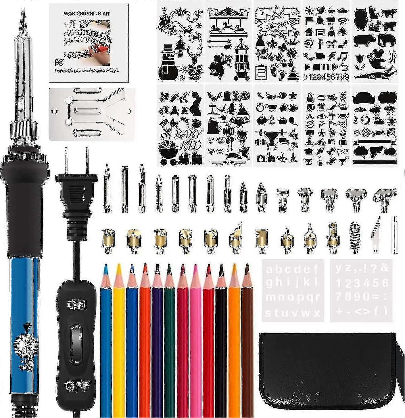 Wood Burning Kit, Wood Burning Tool With Adjustable Temperature 200~450c, Professional Pyrography Pen For Embossing Carving Soldering Diy