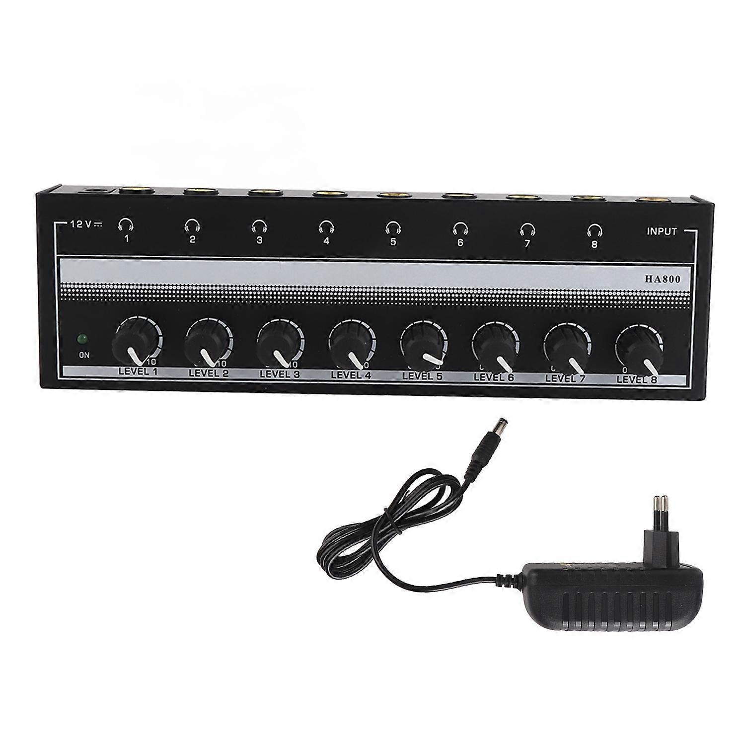 Headphone Amplifier 8 Channel Portable Metal Stereo Amplifier for Studio and Stage