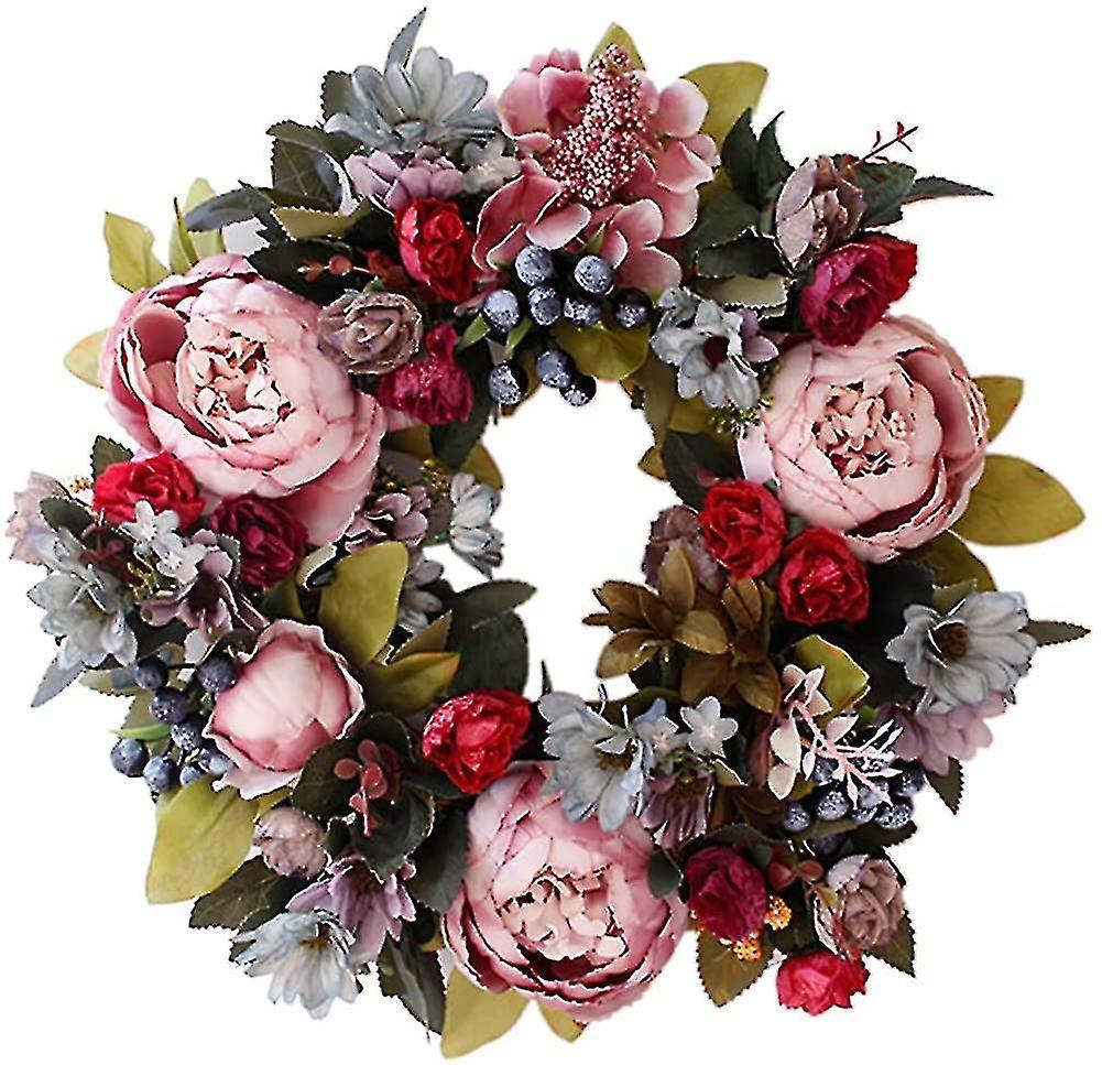 Decorative Spring Decorative Wreath, 35cm Artificial Peony Hydrangea