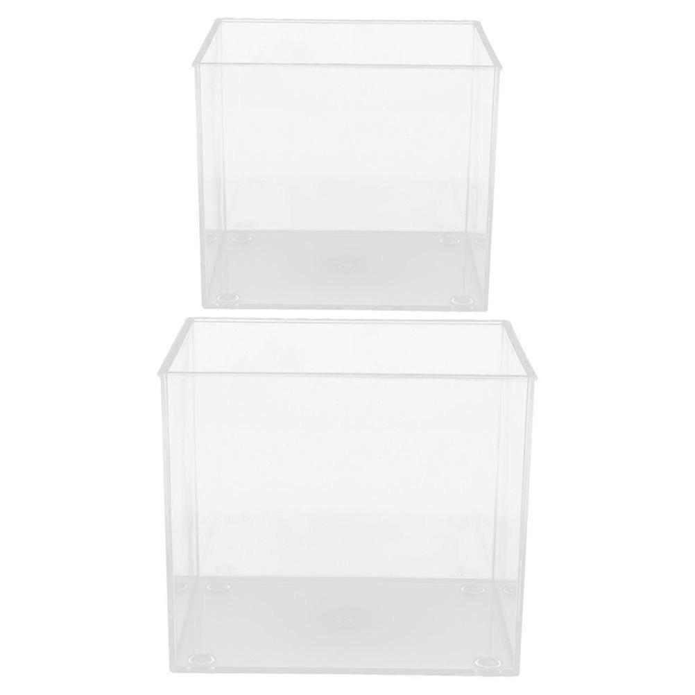 Betta Fish Bowl Mini Desktop Clear Aquarium With Open Design Portable Plastic Tank For Home Office Compact Spaces 2Pcs