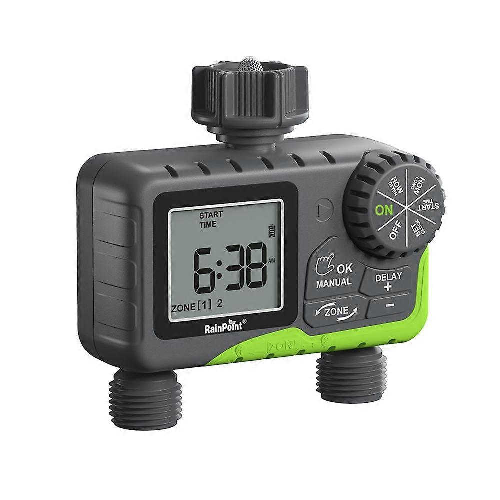 RainPoint Garden Water Timer Dual Irrigation, Intelligent Timing Controller, Automatic Watering Device with Rain Delay