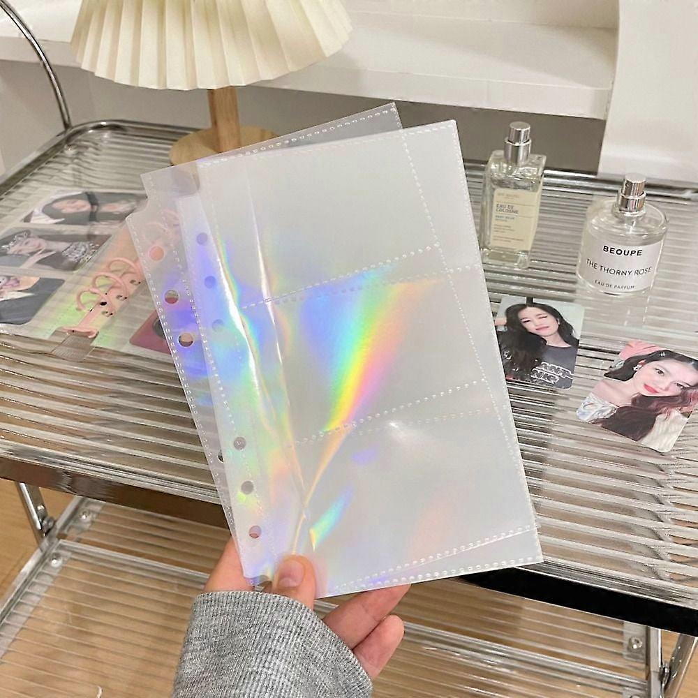 10PCS/Set Laser Rainbow Star Transparent Photo Album Inner Core, 1/2/3 Pockets Binder Sleeves Refill, High Quality Compatible with 02-3 POCKETS