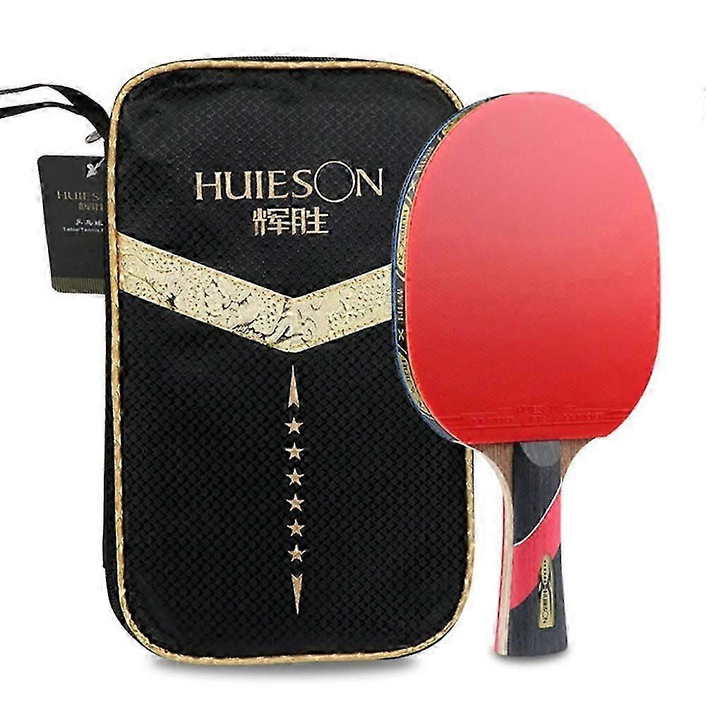 Table Tennis Bat 5-Layer Wood 2-Layer Carbon Fibre Paddle Short Handle 6-Star Rating Beginners And Advanced Players