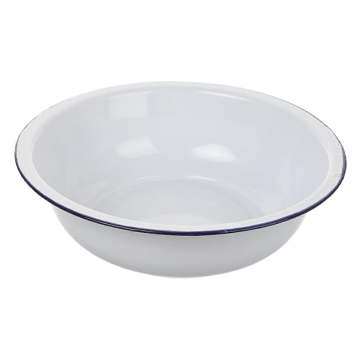 Enamel Mixing Bowl Vintage White Basin Large Capacity Durable Thickened Enamel for Kitchen Use