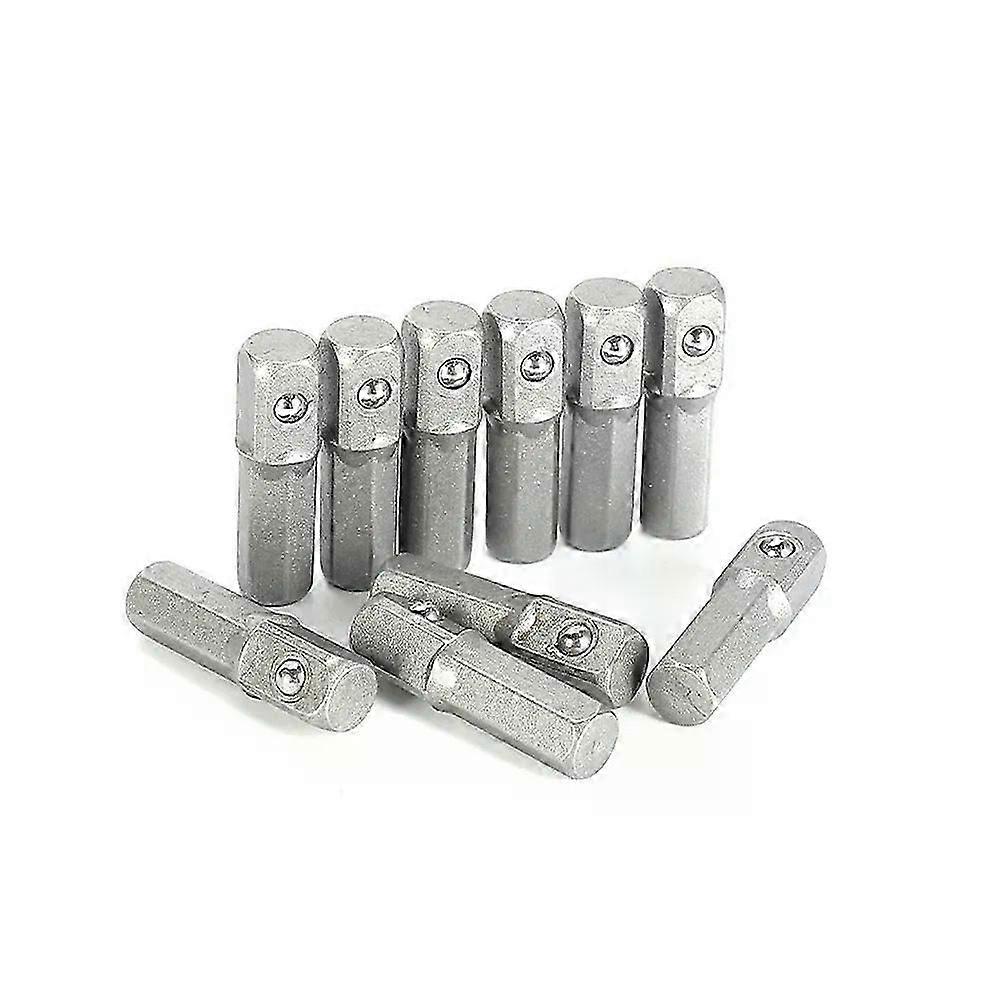 10pcs 1/4 Square Drive To 1/4 Hex Shank Impact Socket 1/4 Drill Socket Adapter Converter Wrench Hand Tool 25mm