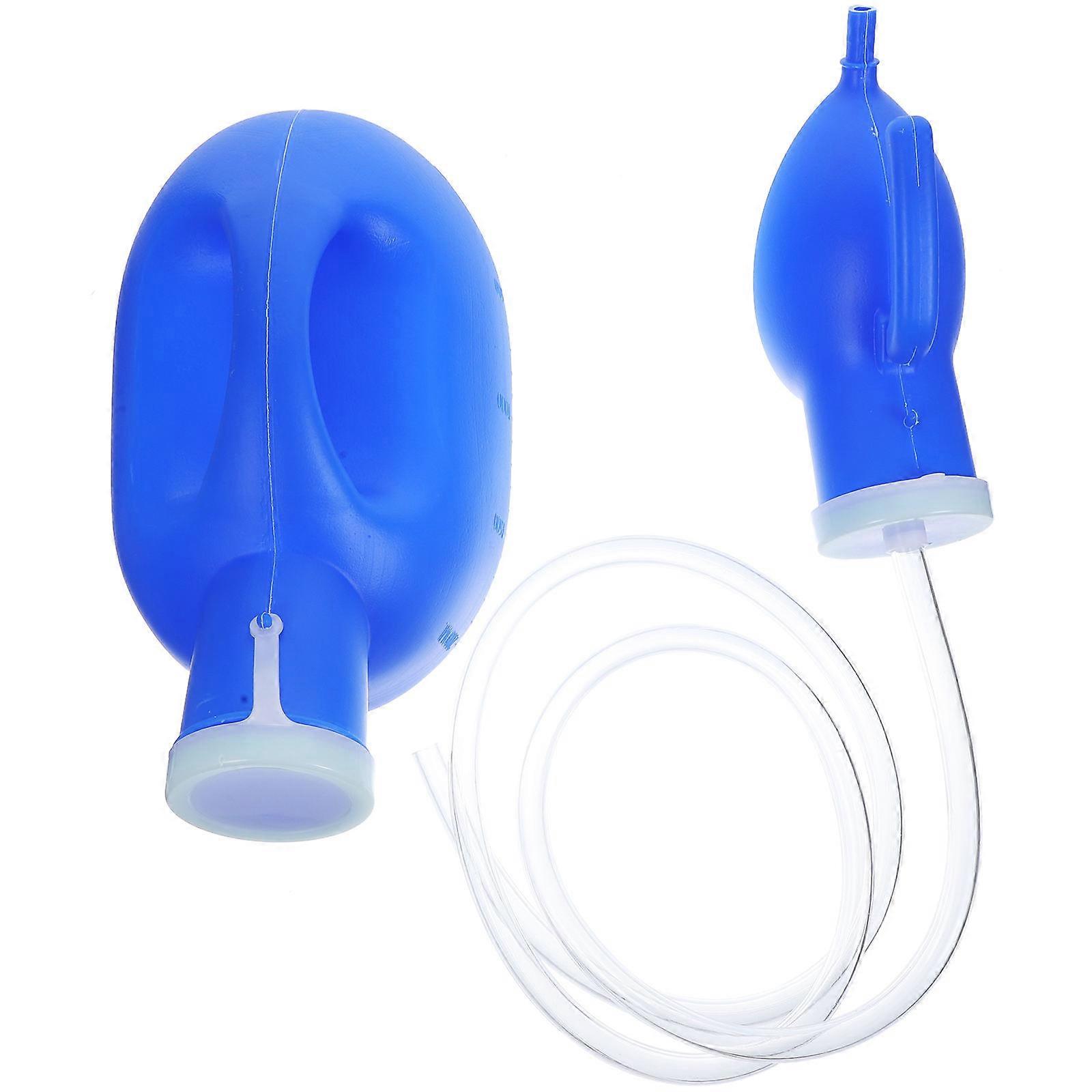 2000ml Elderly Portable Outdoor Travel Pee Toilet Tools Urinal Container With Lid Car Use Urine Bottle Urinal Funnel for Men(Blue)