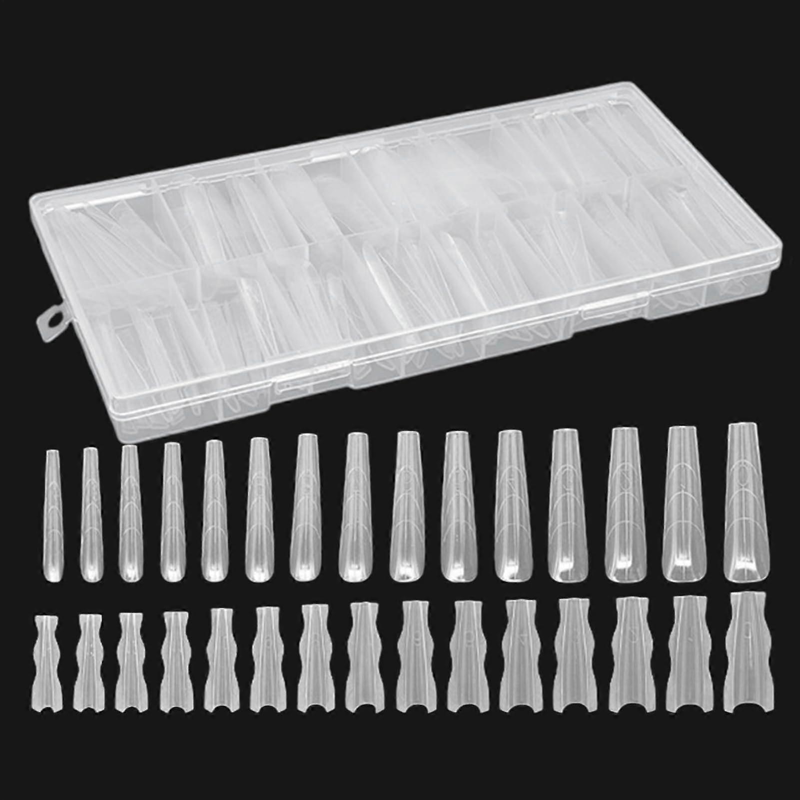 Coffin Nail Forms 180pcs Clear Flexible Adhesive Transparent Extension Forms for Precise Tip Shaping