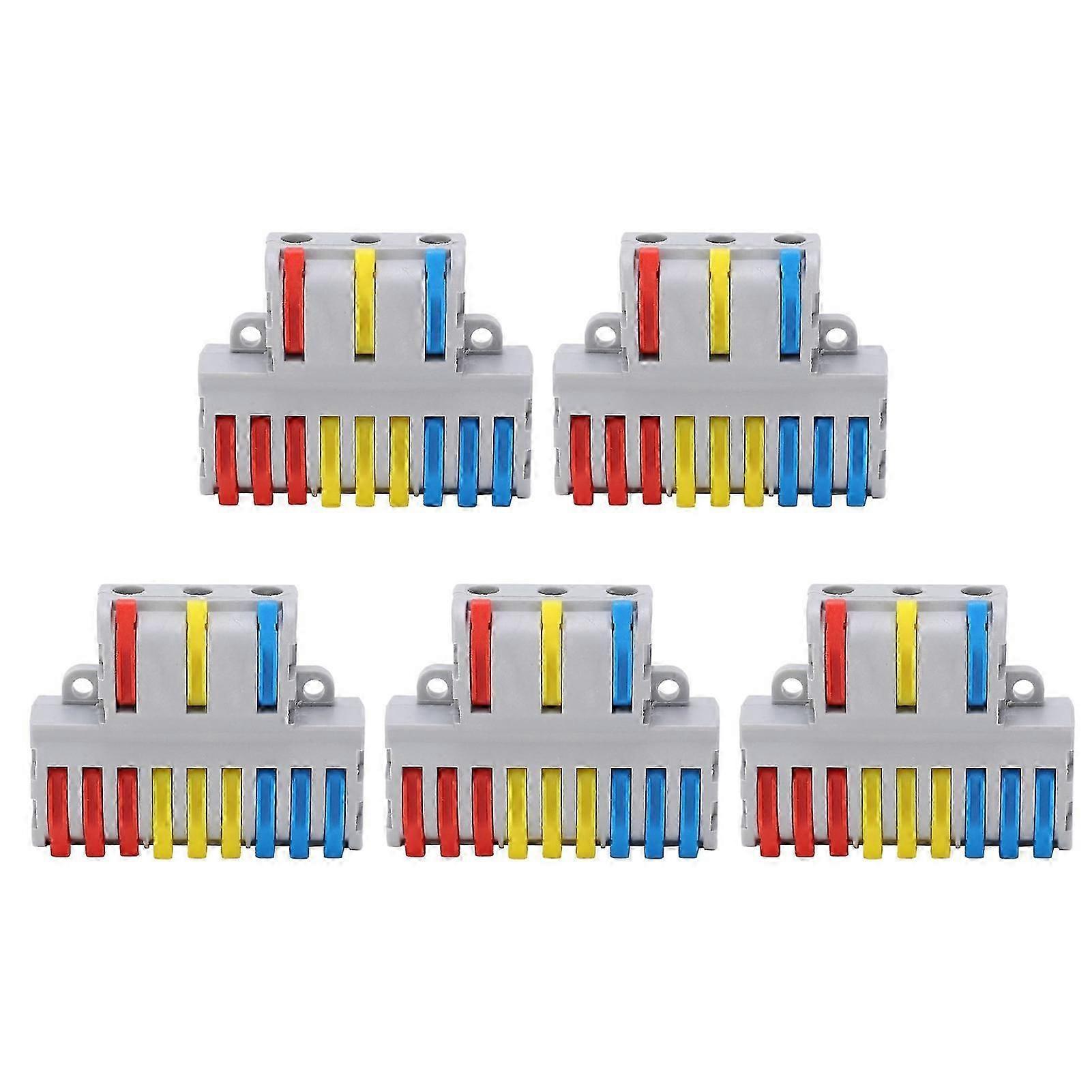 5Pcs Wire Splitter Conector Lever Nut Type 9 Into 3 Quick Connection Terminal Block SPL93