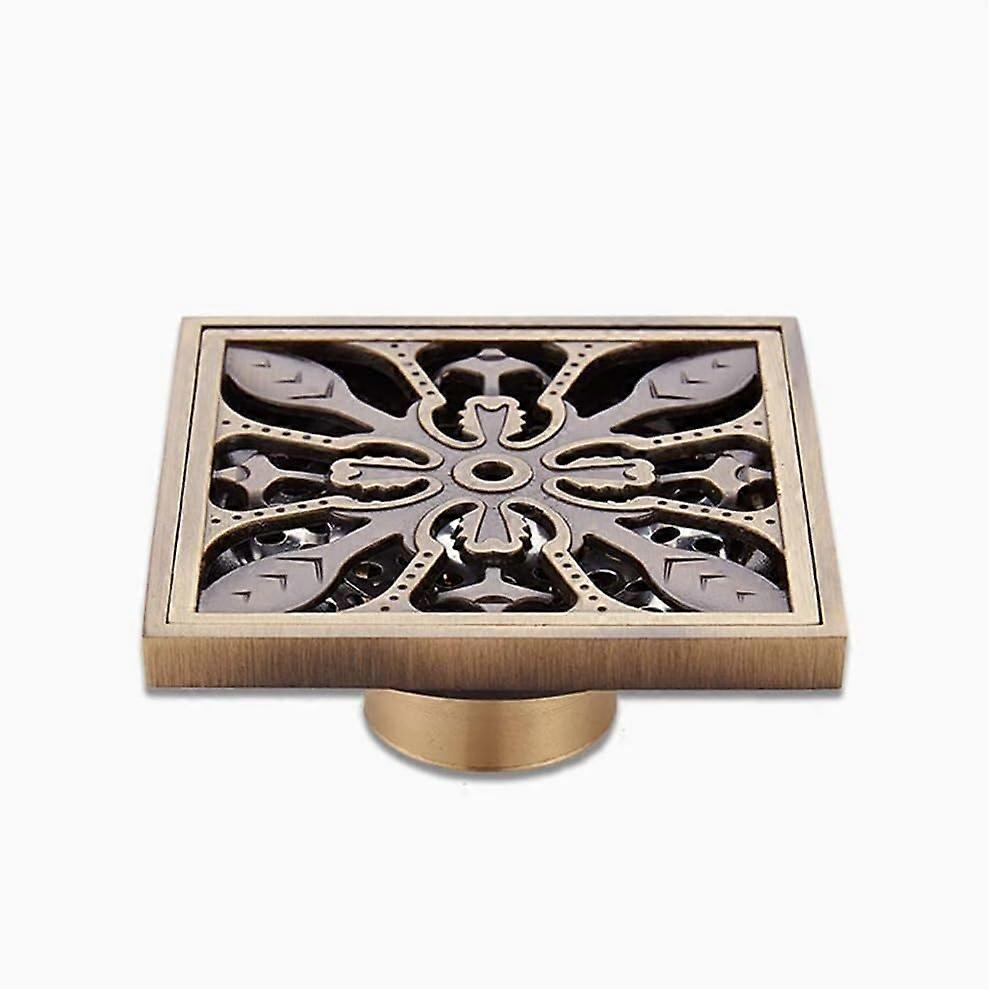 Antique Brass Square Shower Floor Drain Cover with Removable Filter and Odor Prevention Seal