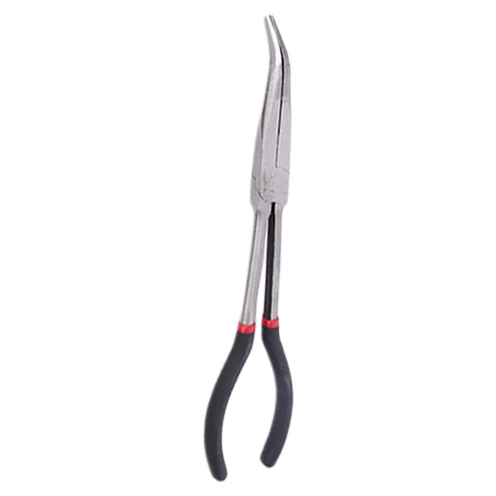 11 Inch Extra Long Reach Bent Nose Pliers with Ergonomic Grip for Automotive and Tight Spaces