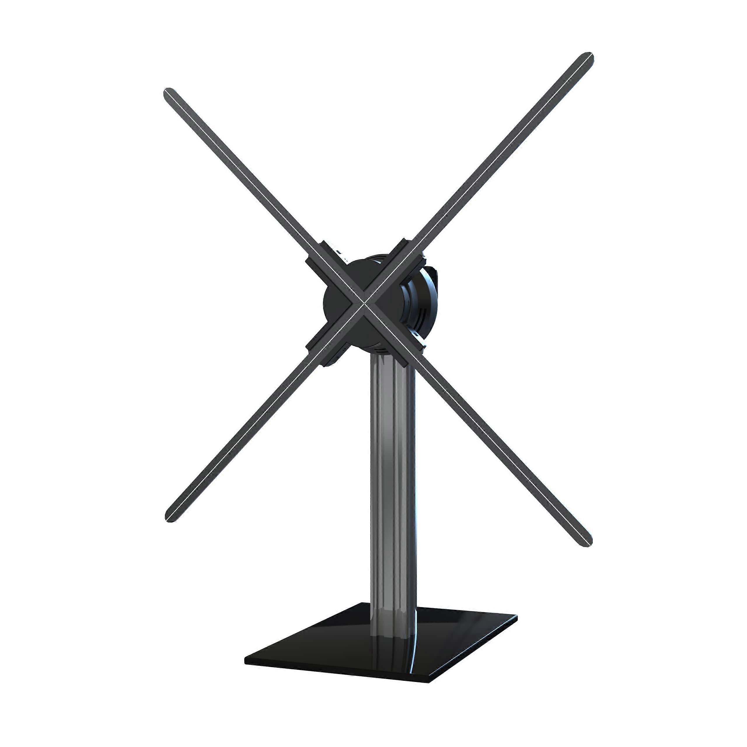 3D Hologram Fan Stand with Tempered Glass Base Aluminum Alloy Frame for 27.5 Inch Display