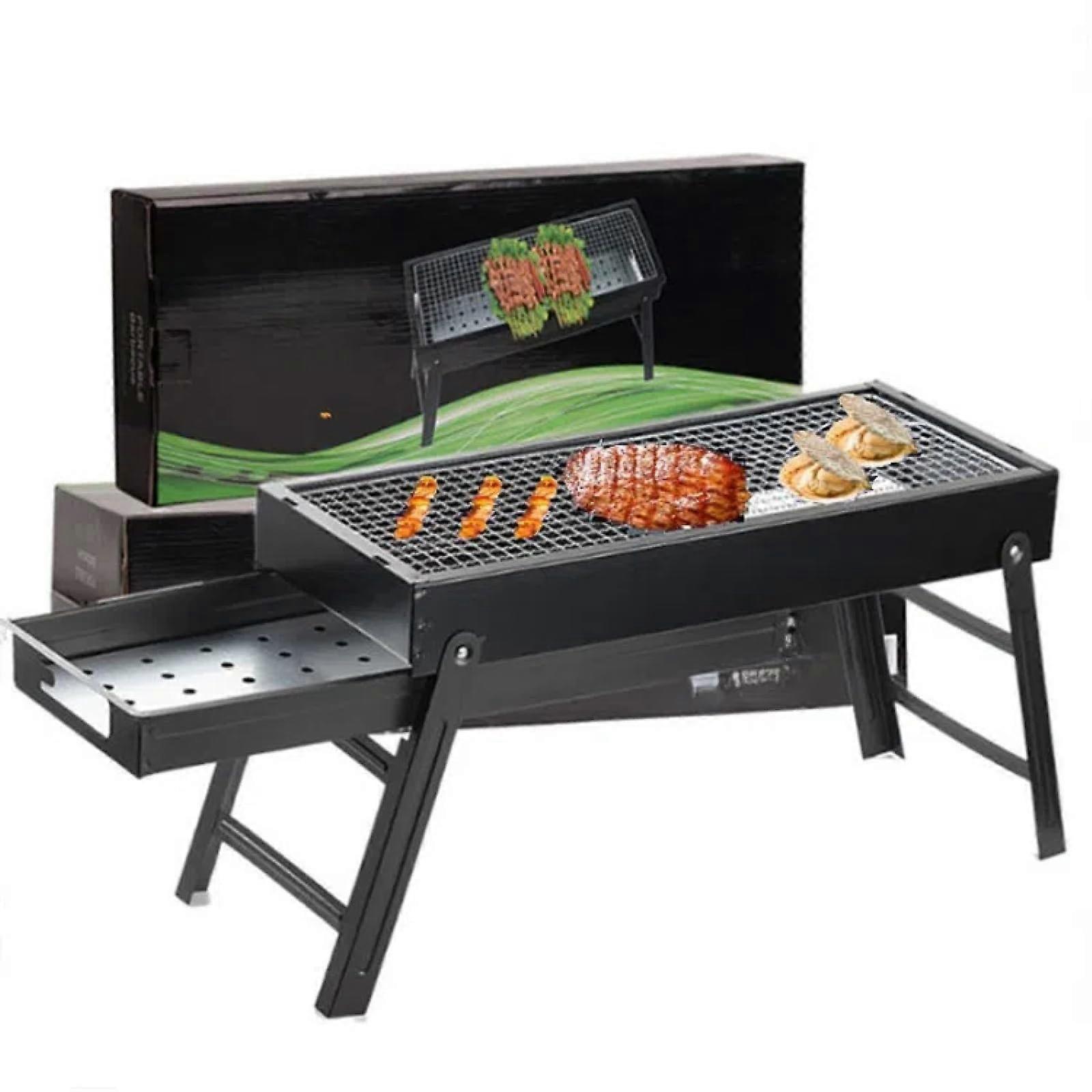 Foldable Portable Charcoal Barbecue Grill with Easy PullOut Rack for Compact Outdoor Cooking