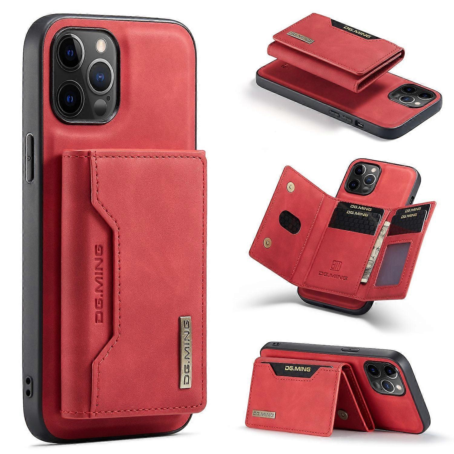 Case For Iphone 13 Pro Combination-red Magnetic Card Holder Split Wallet Leather No11739