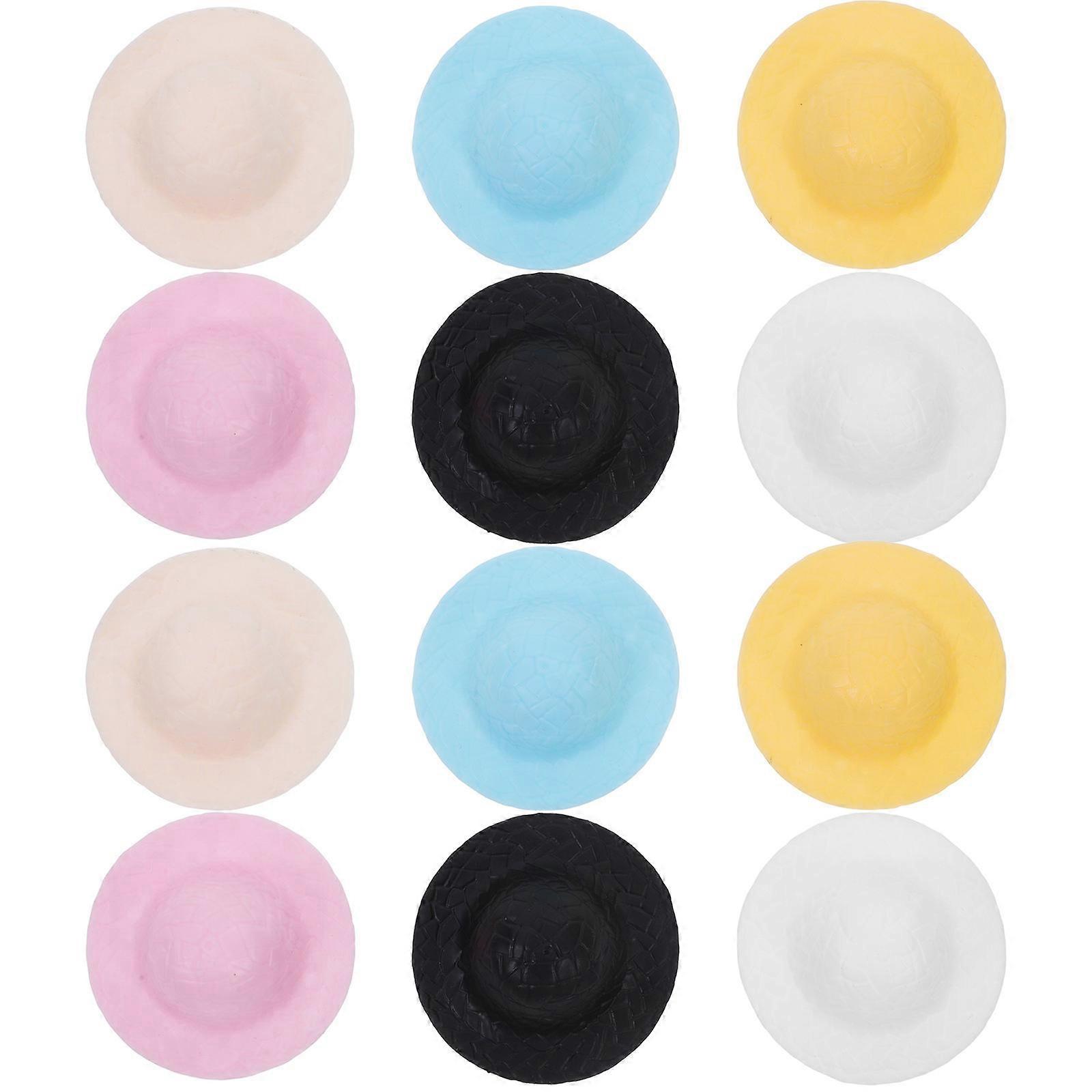 Mini Hats Mini Simulation Straw Hats for Decoration 24Pcs