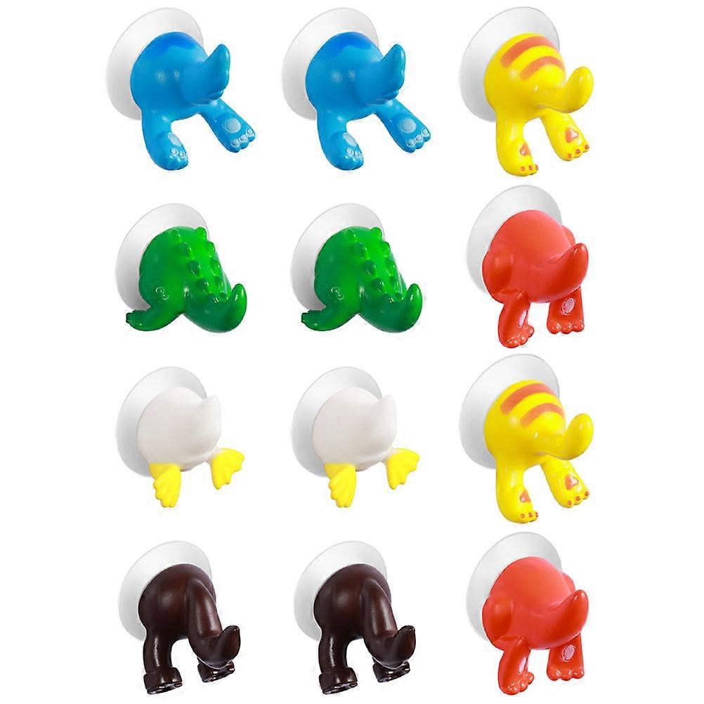 12pcs Cartoon Animal Tail Suction Cup Door Hooks for Wall Organization Kitchen Hooks