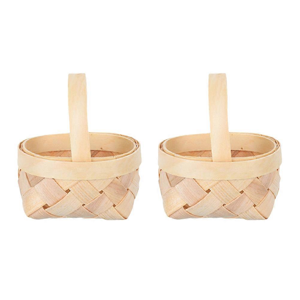 Multi-Function Candy Basket Wooden Tiny Basket for Storage 2Pcs