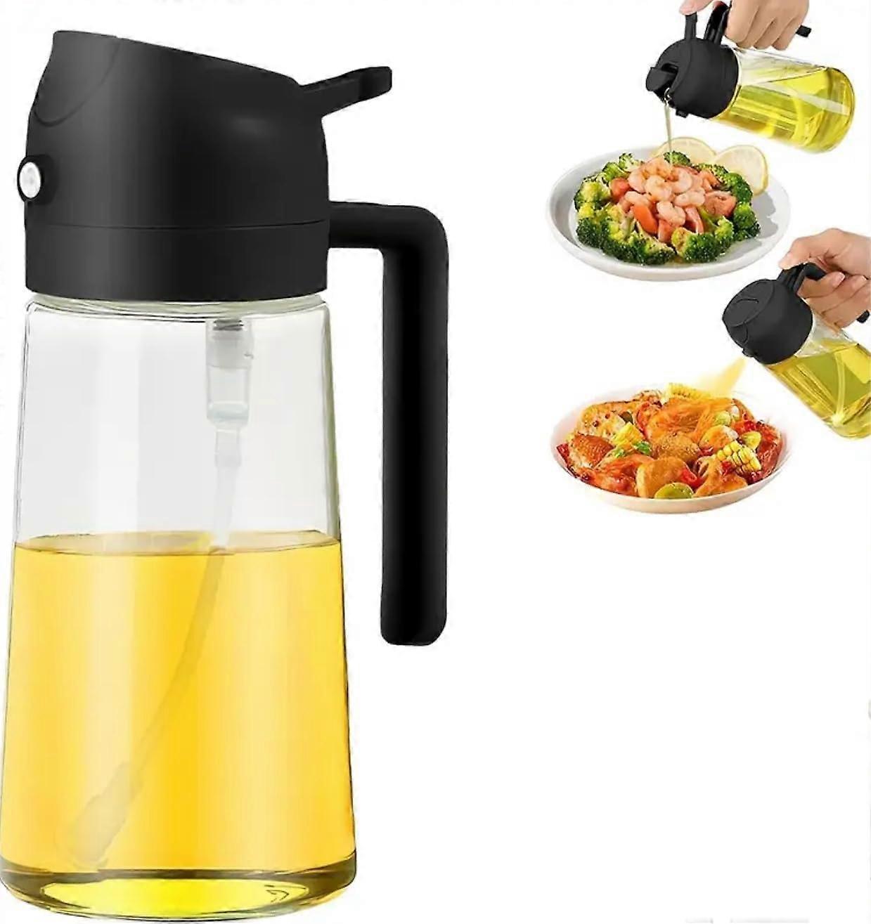 Olive Oil Sprayer and Dispenser Set, Dual Function, Precise Control, Refillable for Cooking Grill Salad
