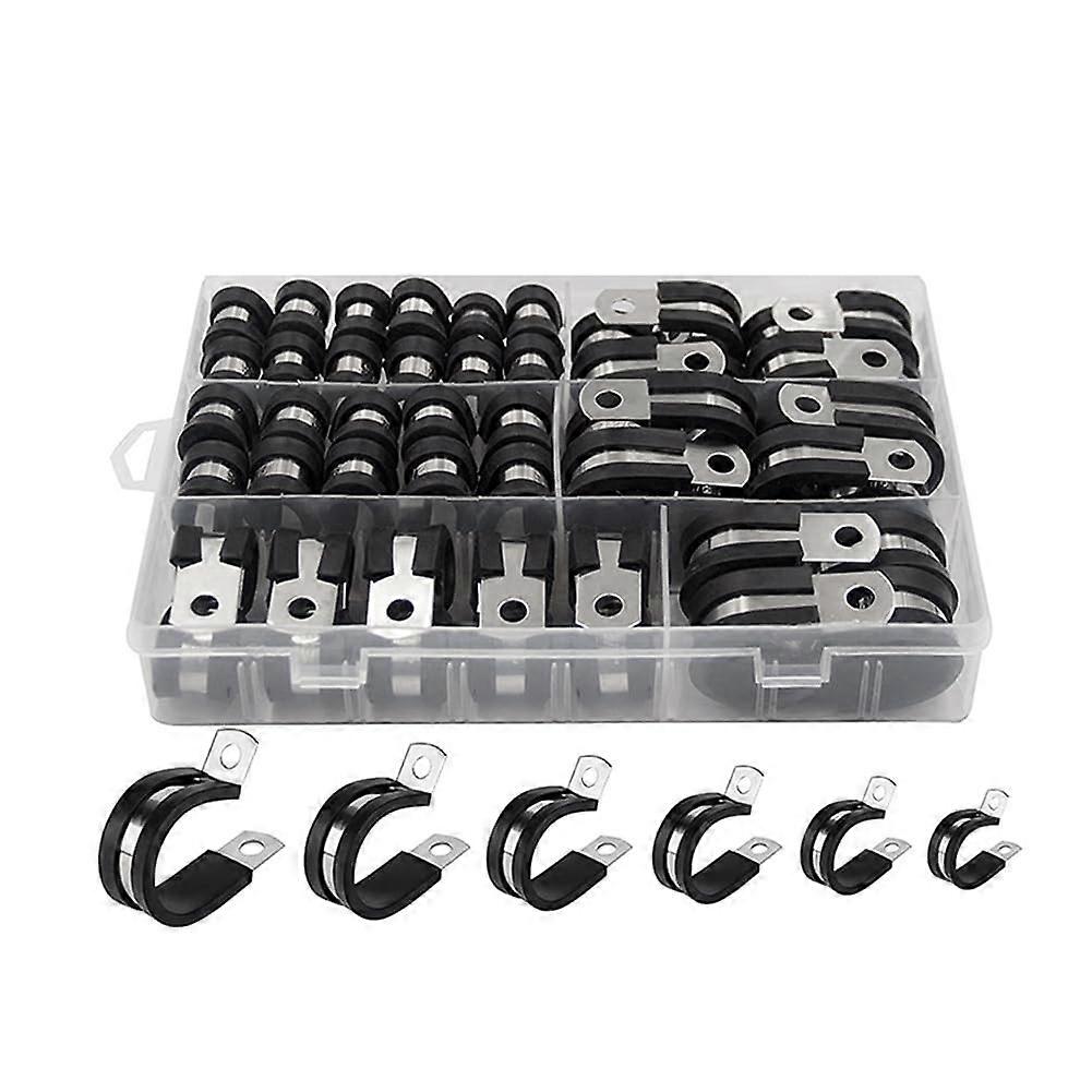 52 PCS Cable Clamp Assortment Kit Black Nylon 6 Sizes for Secure MultiSize Wire Organization