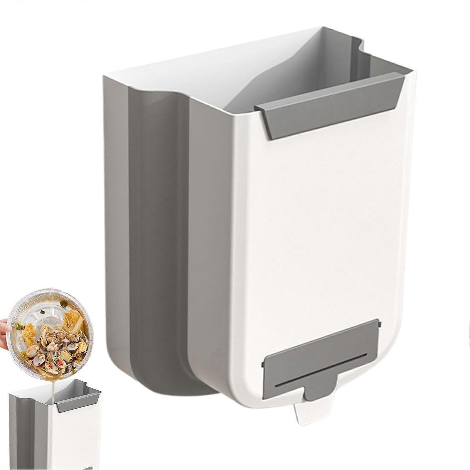 Wall Mounted Trash Can, Foldable Large Capacity Kitchen Waste Bin for Bathroom and Living Room