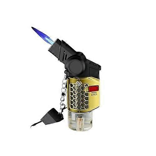 4Pack Windproof Butane Torch Lighter with Safety Lock, Refillable Gold Metal Jet Flame