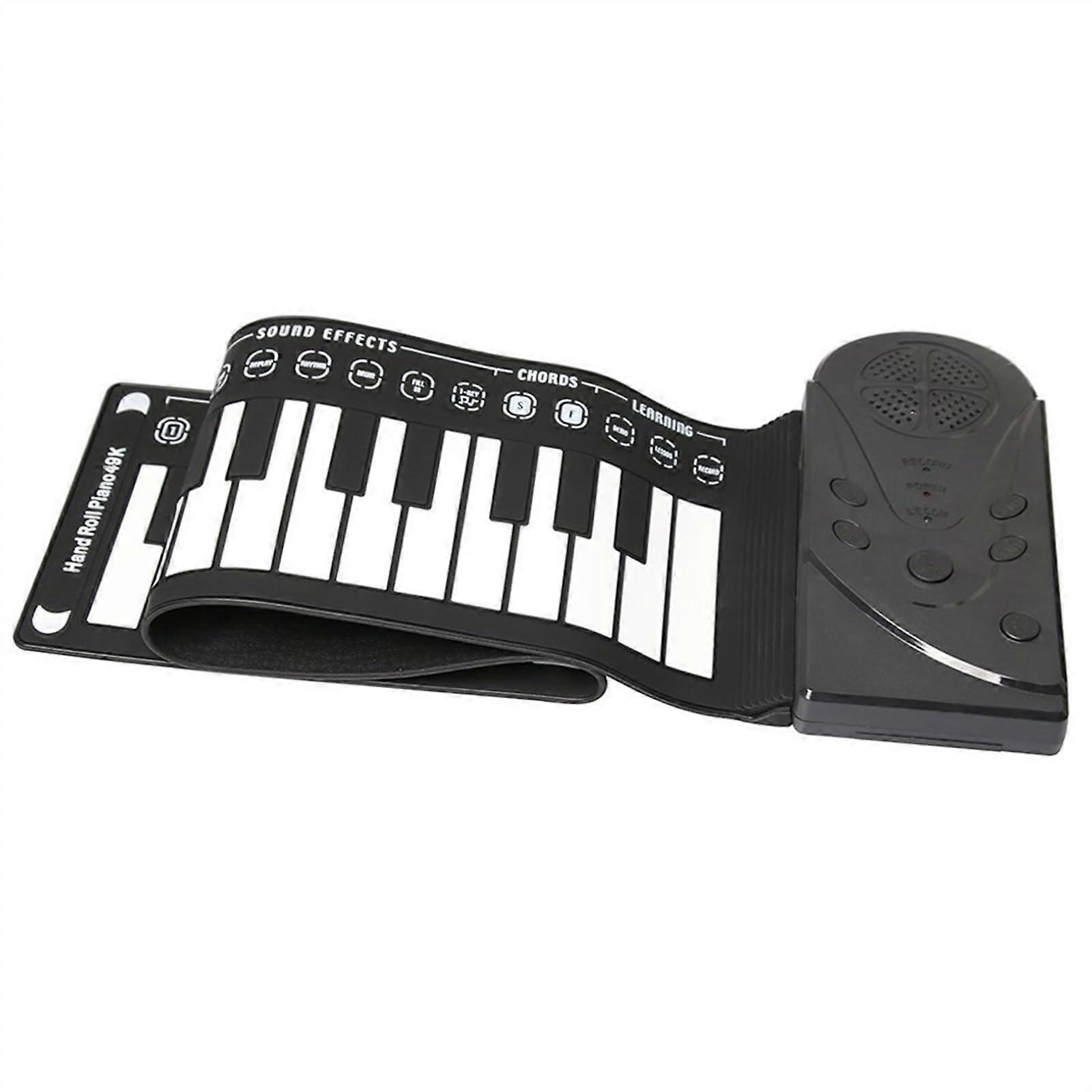 Portable 49 Key Roll Up Digital Piano with Builtin Speaker, Foldable Electronic Keyboard for Beginners