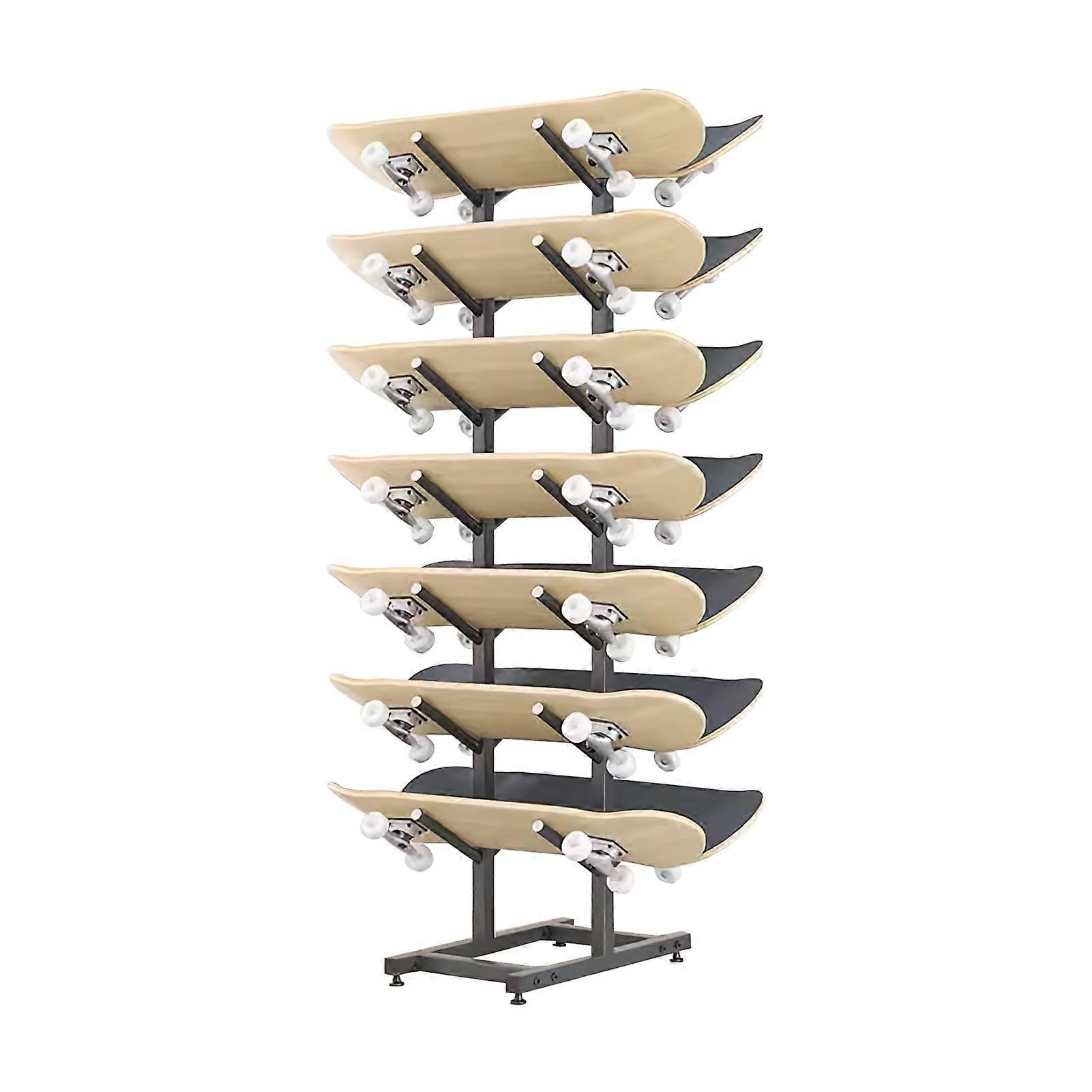 5Tier Ski Storage Rack Wakeboard Skateboard Scooter Floor Display Stand Black