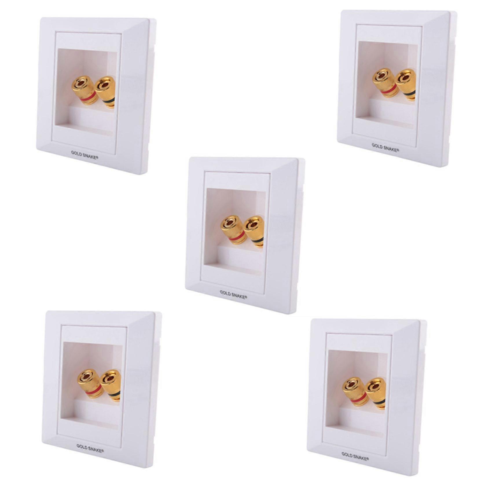 5X Wall Socket Connection Port with 2 Jack Speaker White