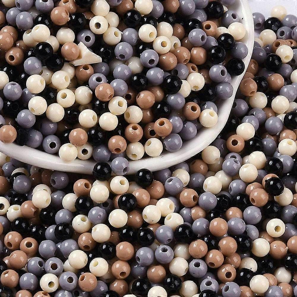 Opaque Acrylic Beads Round Coconut Brown 4mm Hole: 1.2mm