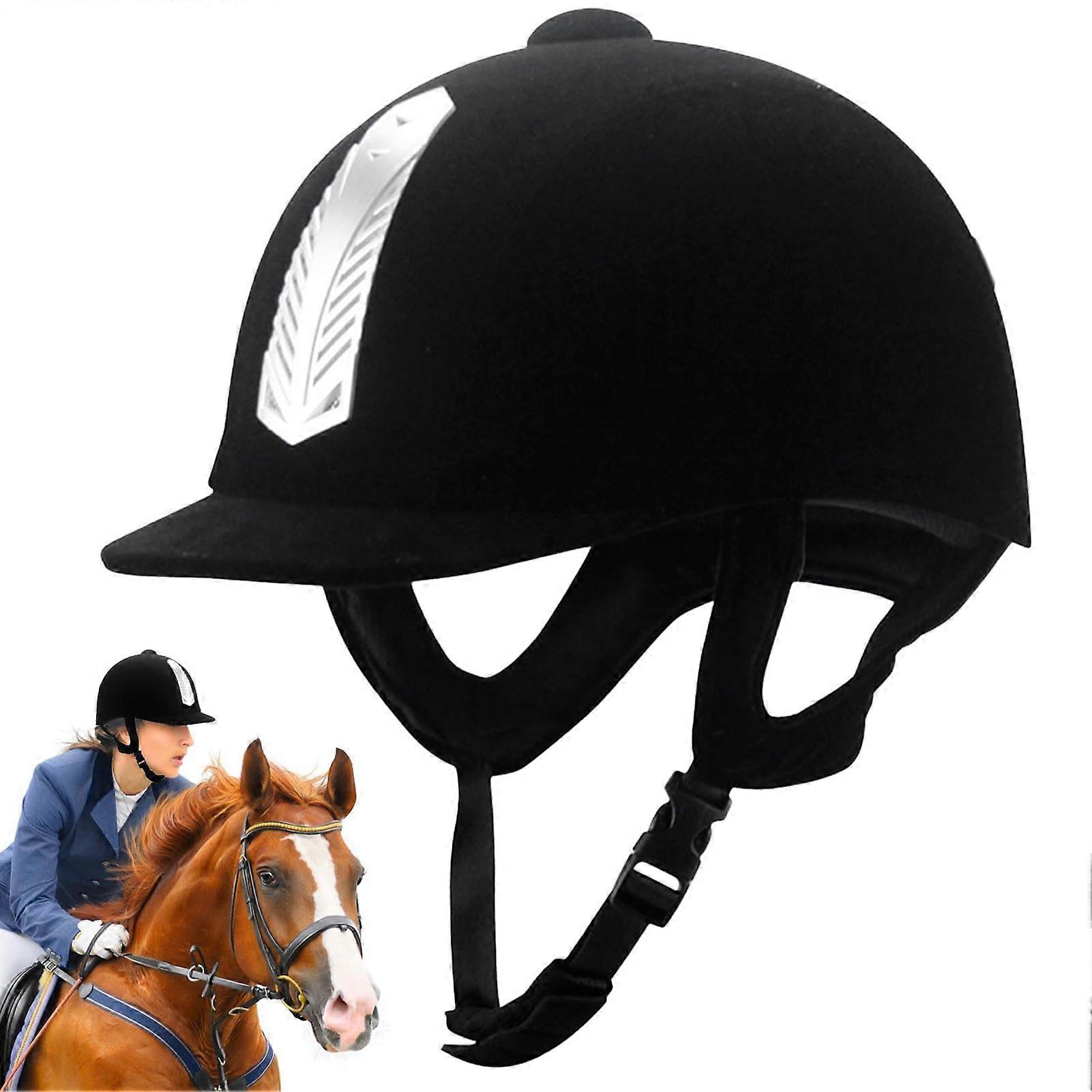 Equestrian Helmet with Adjustable Fit, Breathable Lining and Neck Protection, 52cm