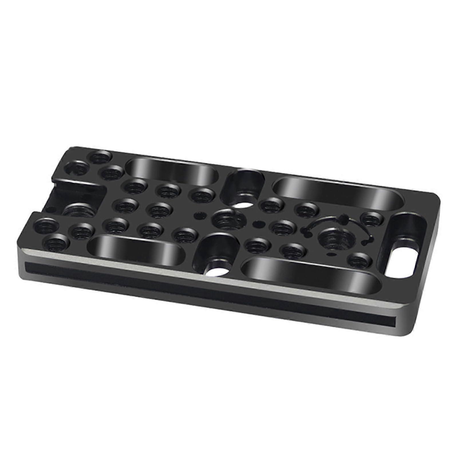 Camera Mounting Plate with Cold Shoe, MultiHole Tripod Quick Release for DSLR Photography