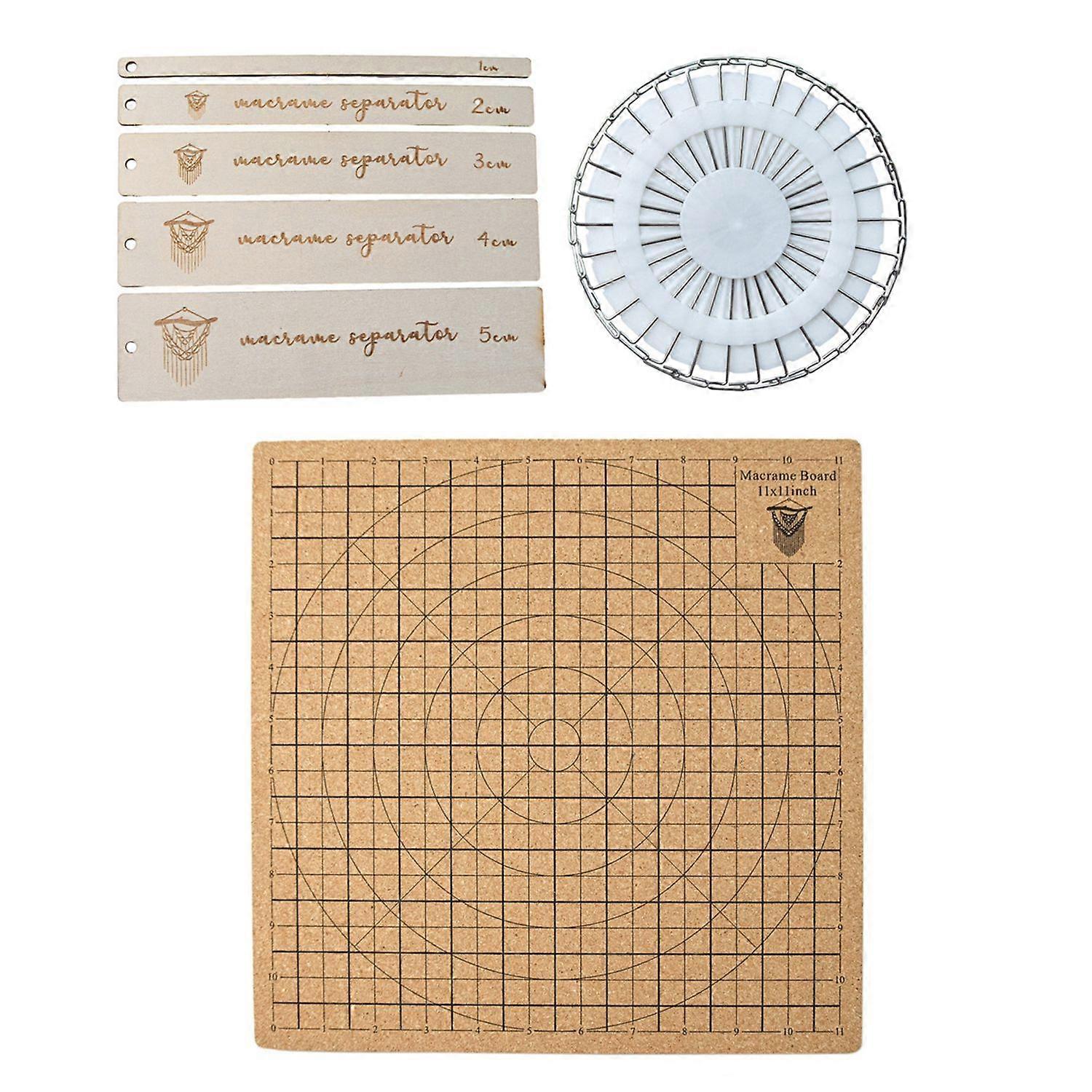 Macrame Board with Pins,Double Side Macrame Project Board with Grids,12in Handmade Braiding Board with Instructions
