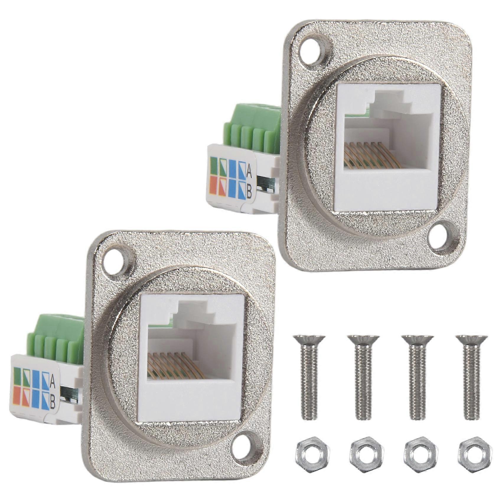 2PCS RJ45 Panel Mount Screw Terminal Adapter