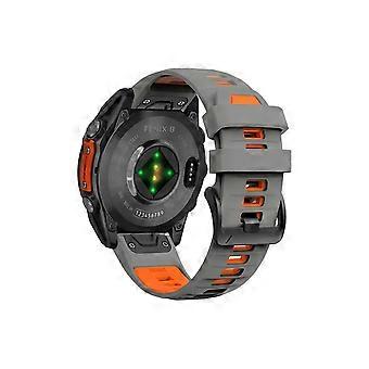 Dark Gray Orange Replacement Watch Band for Garmin QuickFit 22mm Fenix 7X 6X 5X Sport