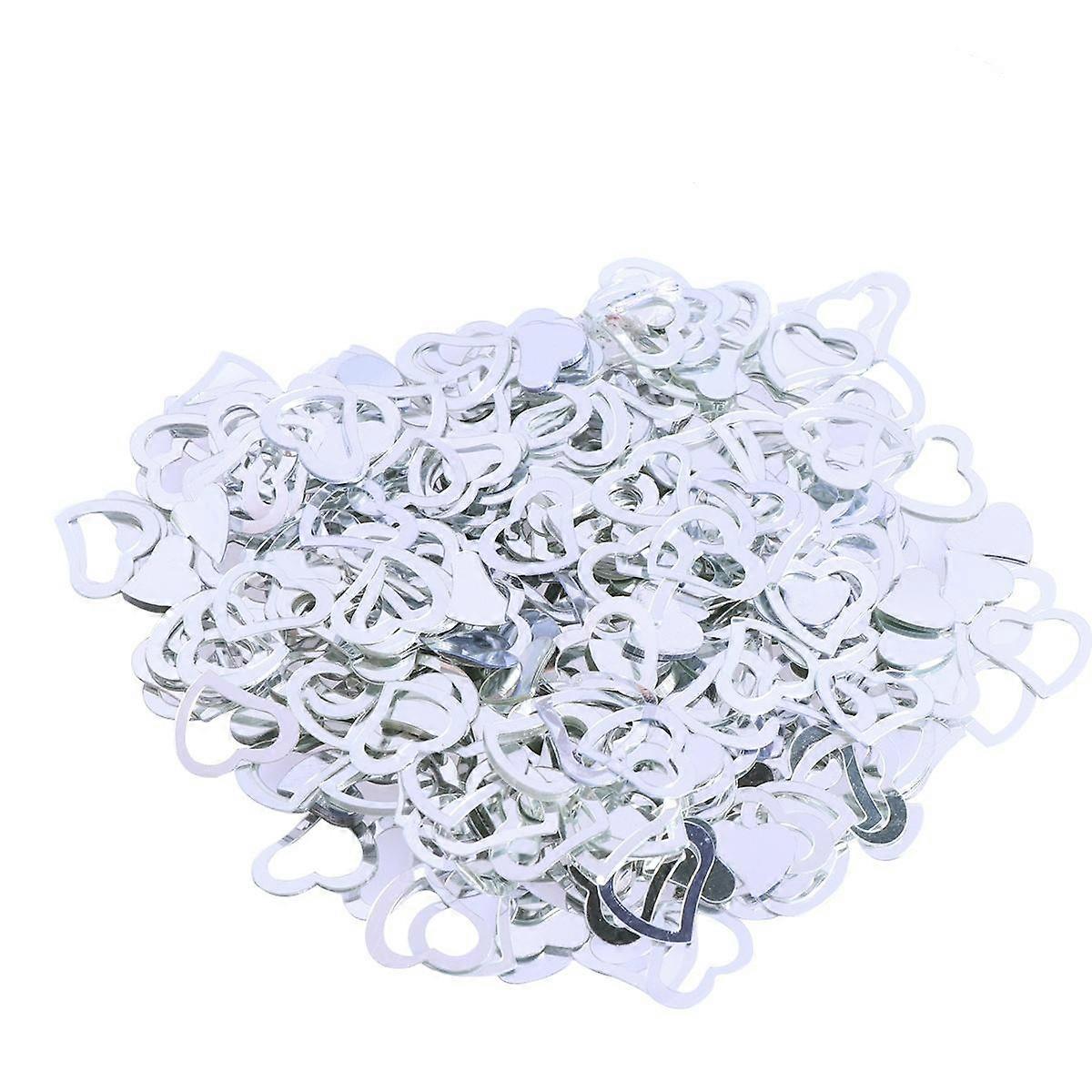 Love Heart Confetti Silver Table Decor for Wedding 600Pcs Sprinkles