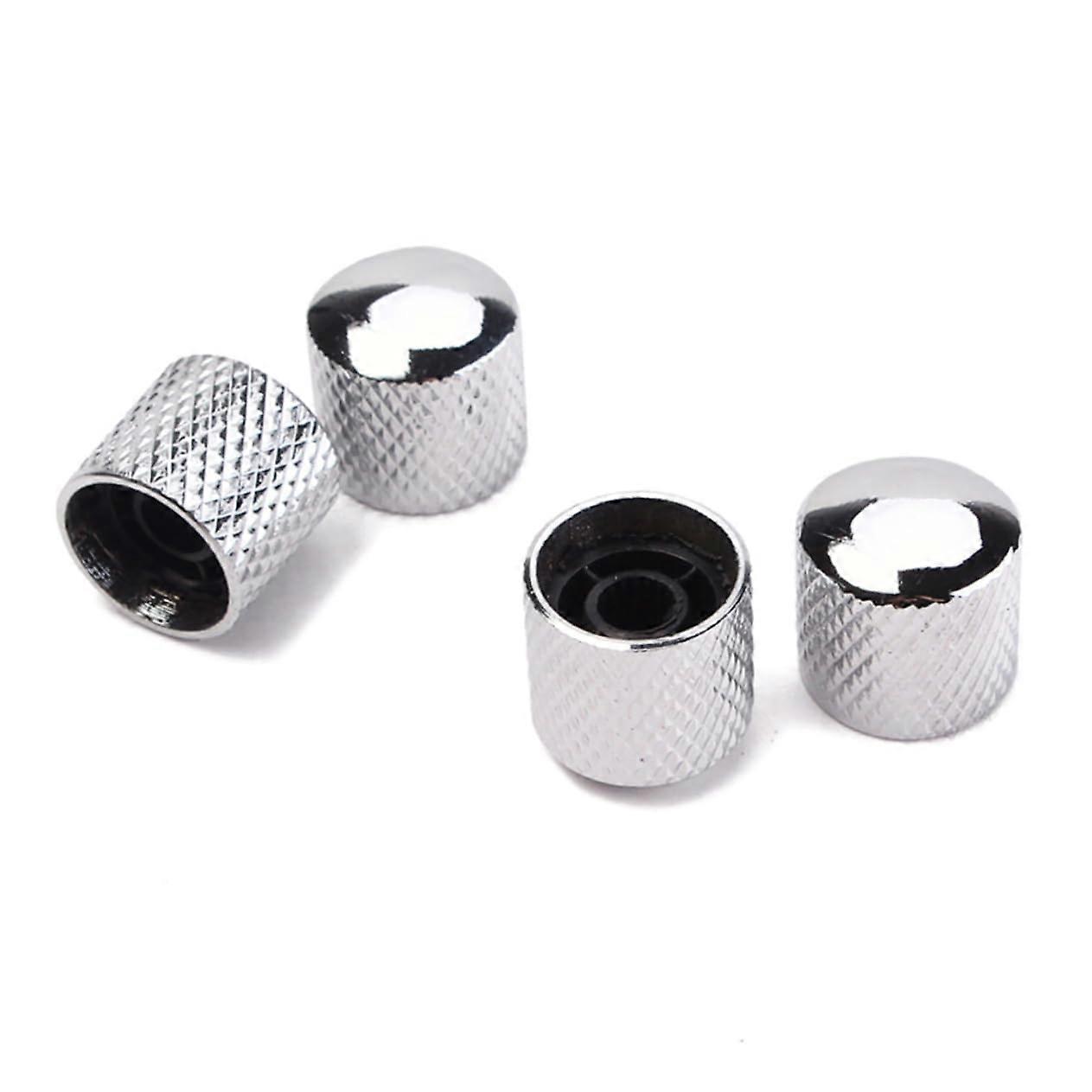 Guitar Control Knobs Set 4pcs Brass Dome Replacement for Electric Guitar Solid Shaft Potentiometers