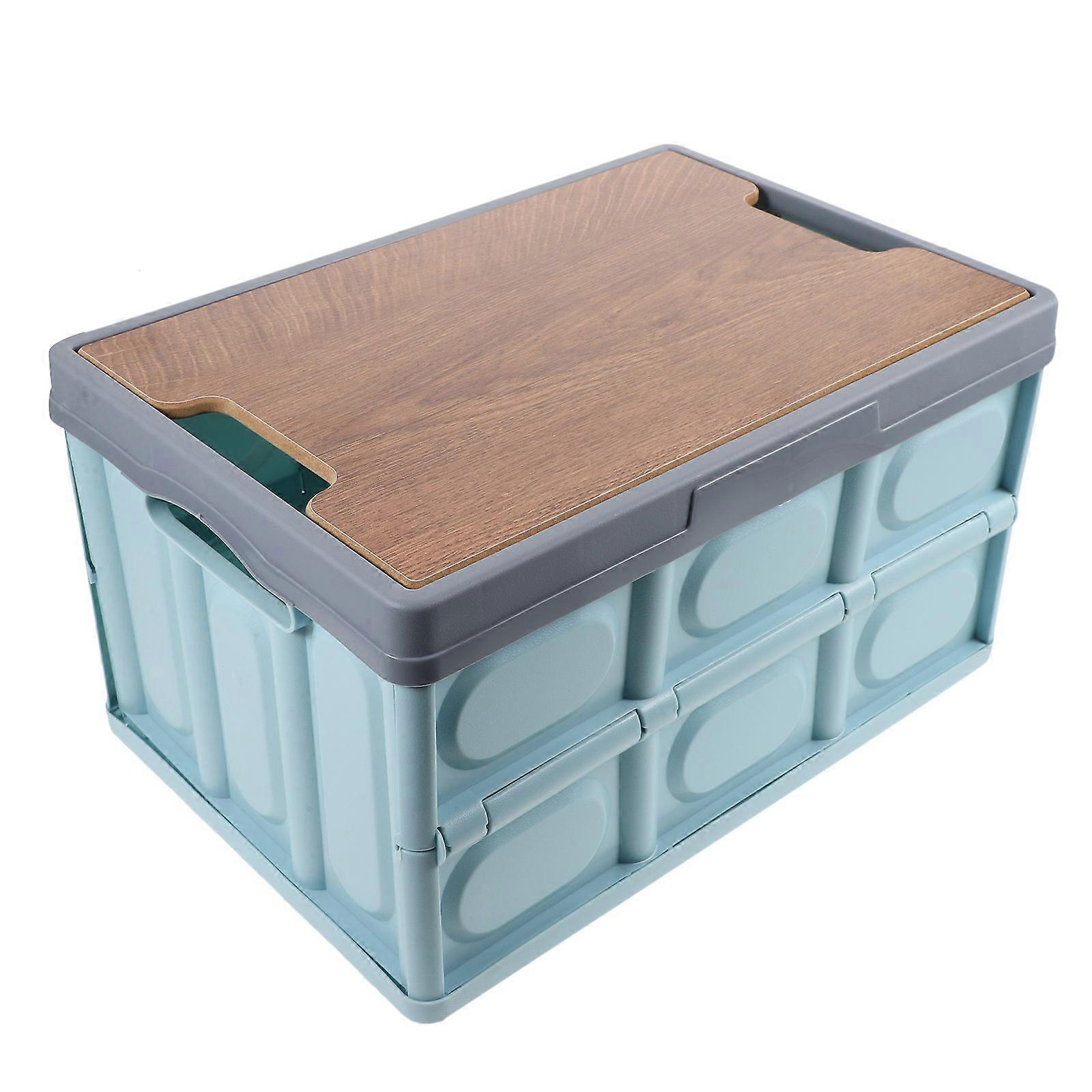 Car Trunk Organizer Foldable Storage Box for Camping Blue Wood Plastic